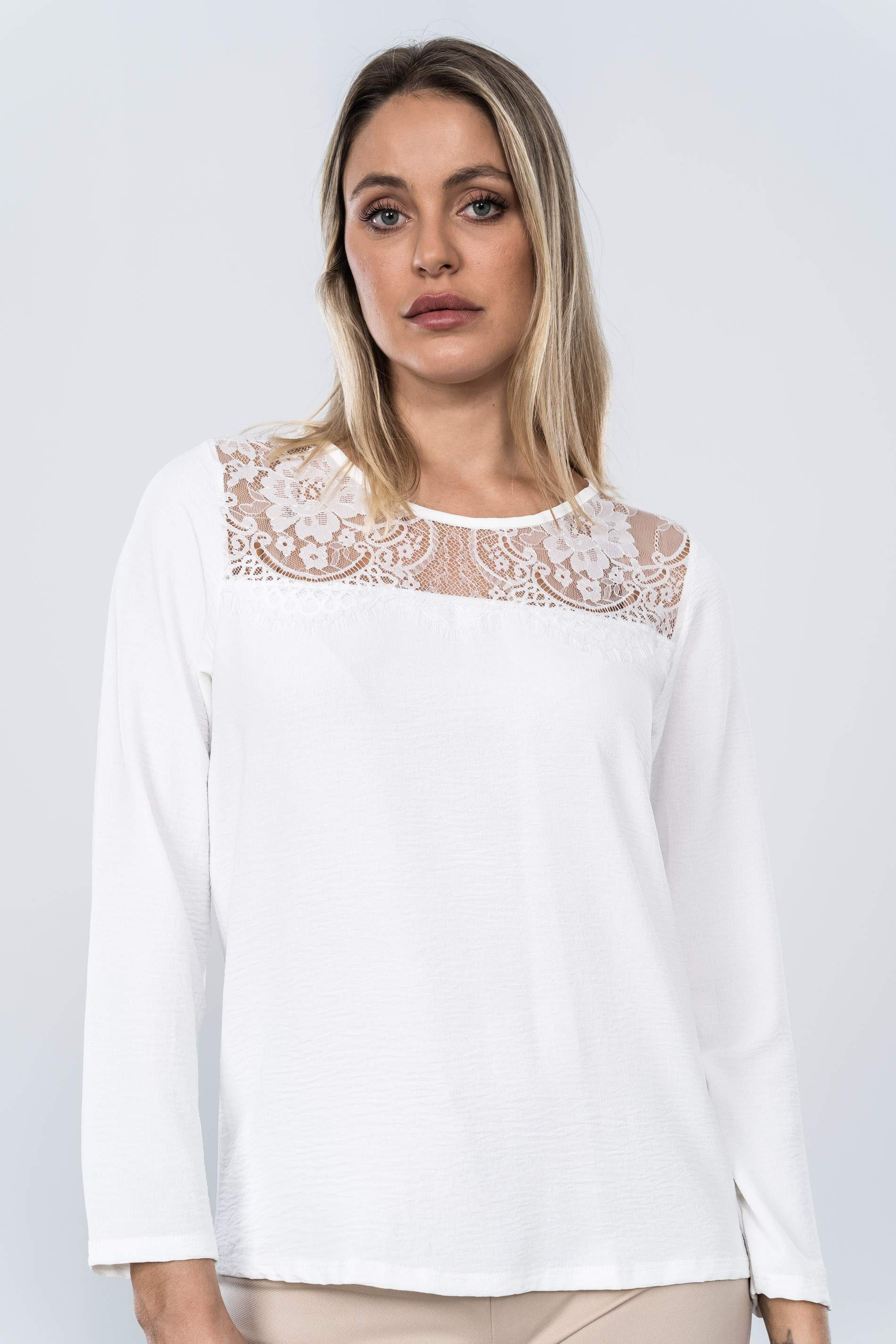 BLUSA CANESU ENCAJE CRUDO