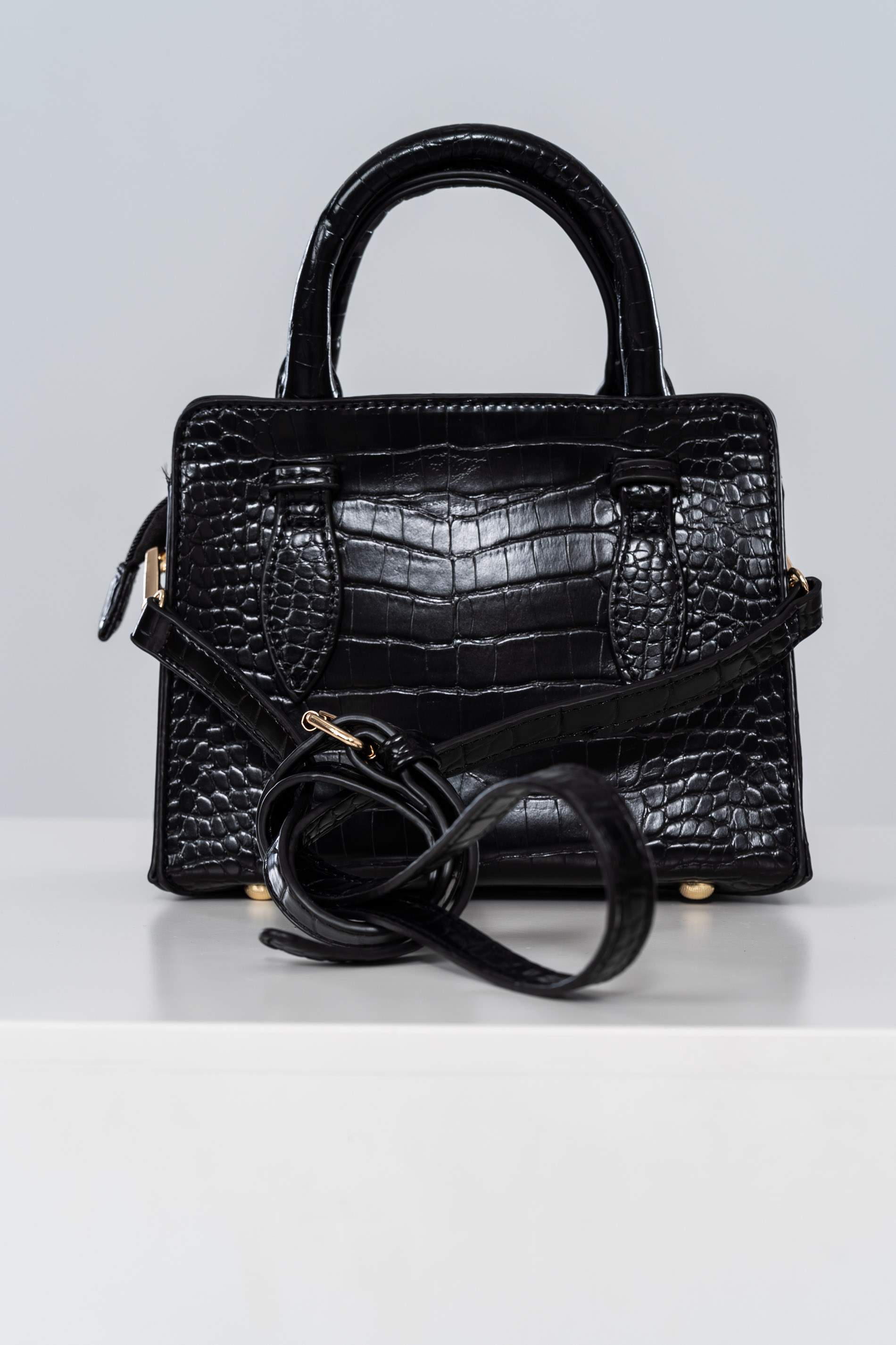 BOLSO TOTE MINI EFECTO COCO NEGRO