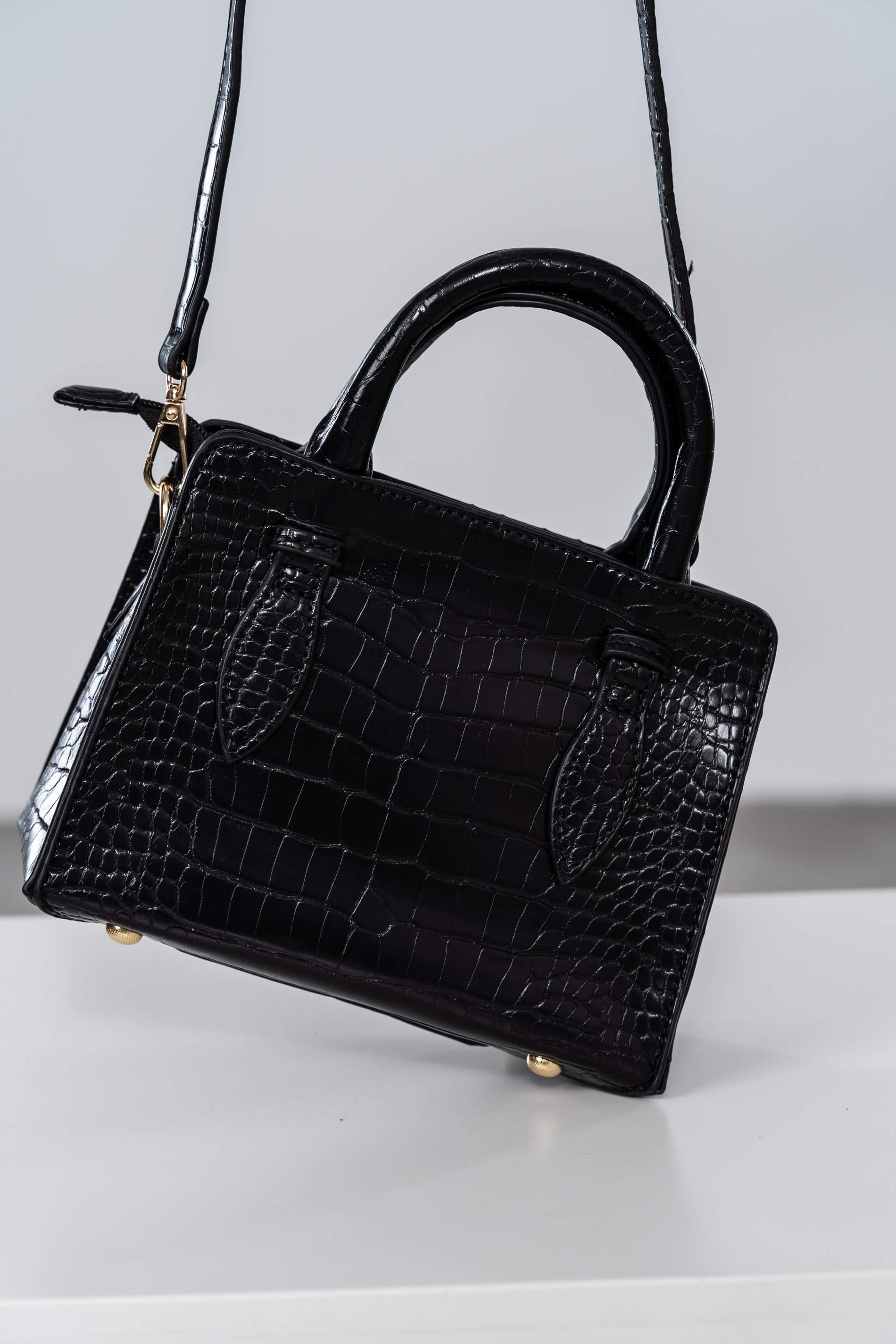 BOLSO TOTE MINI EFECTO COCO NEGRO