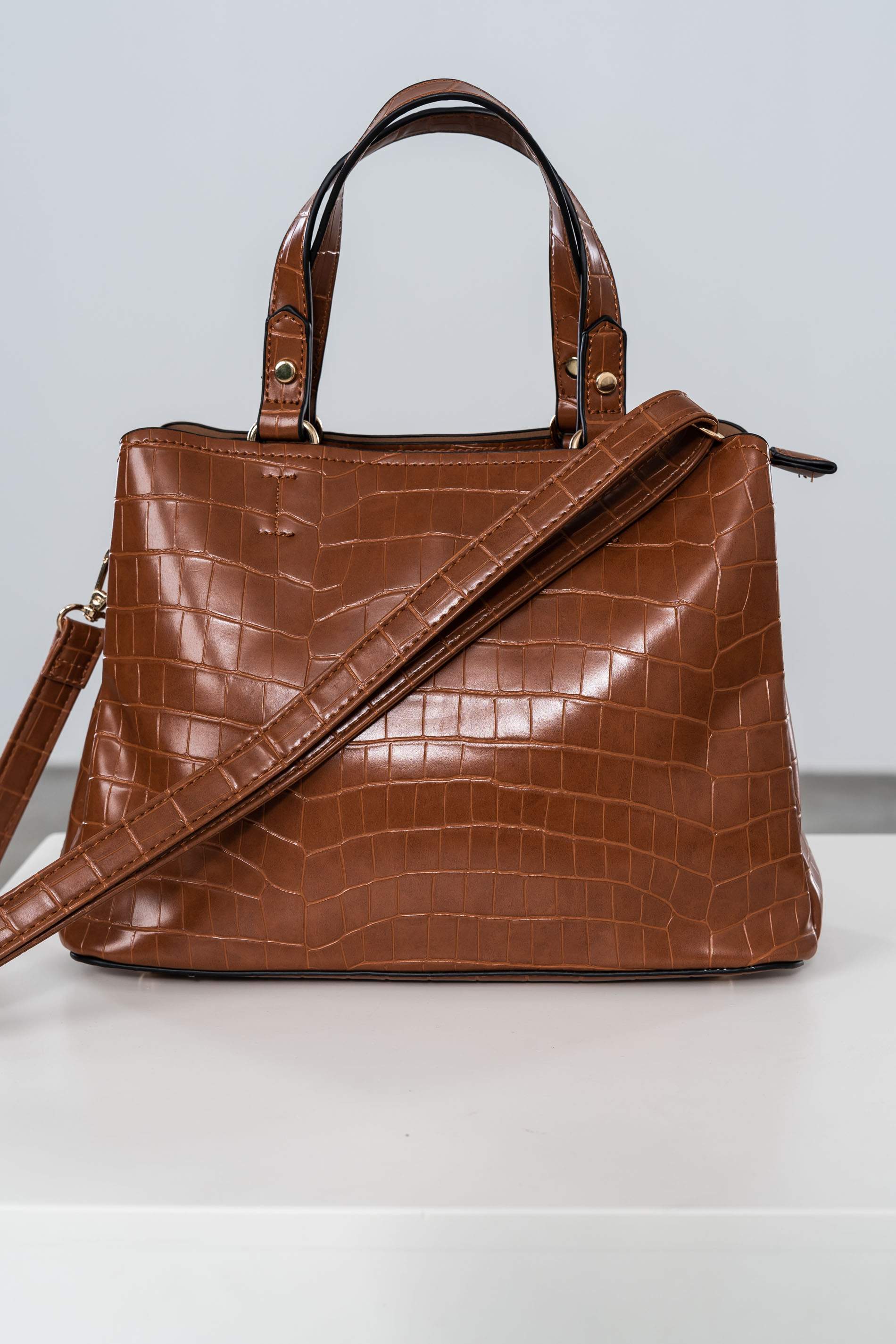 BOLSO DOBLE ASA EFECTO COCO CAMEL