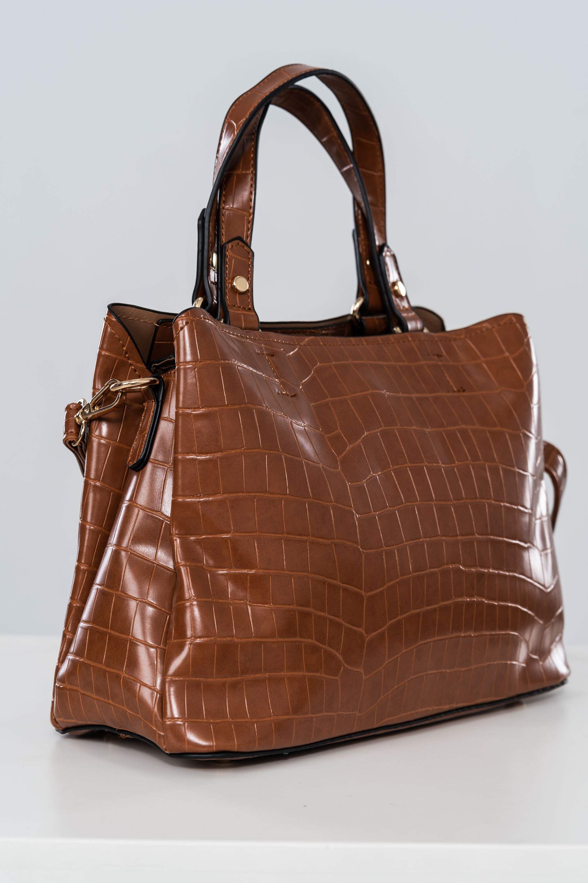 BOLSO DOBLE ASA EFECTO COCO CAMEL