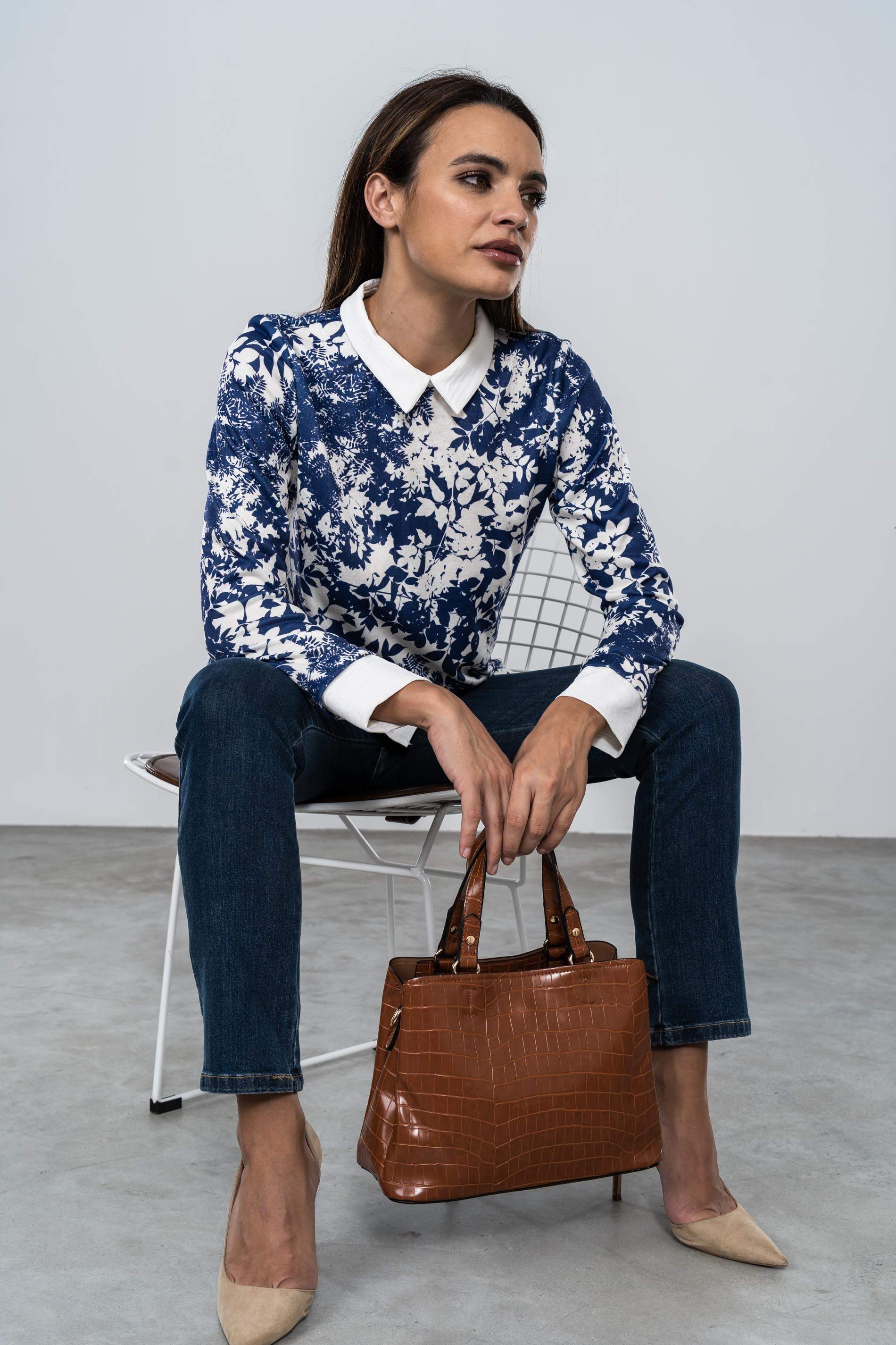 BOLSO DOBLE ASA EFECTO COCO CAMEL