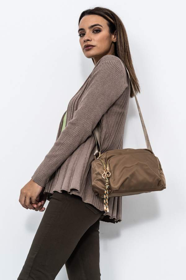 BANDOLERA NYLON COLGANTE TAUPE