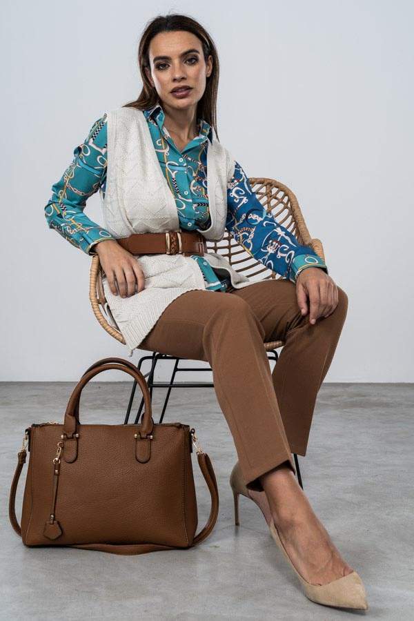 BOLSO SHOPPER CREMALLERA CAMEL