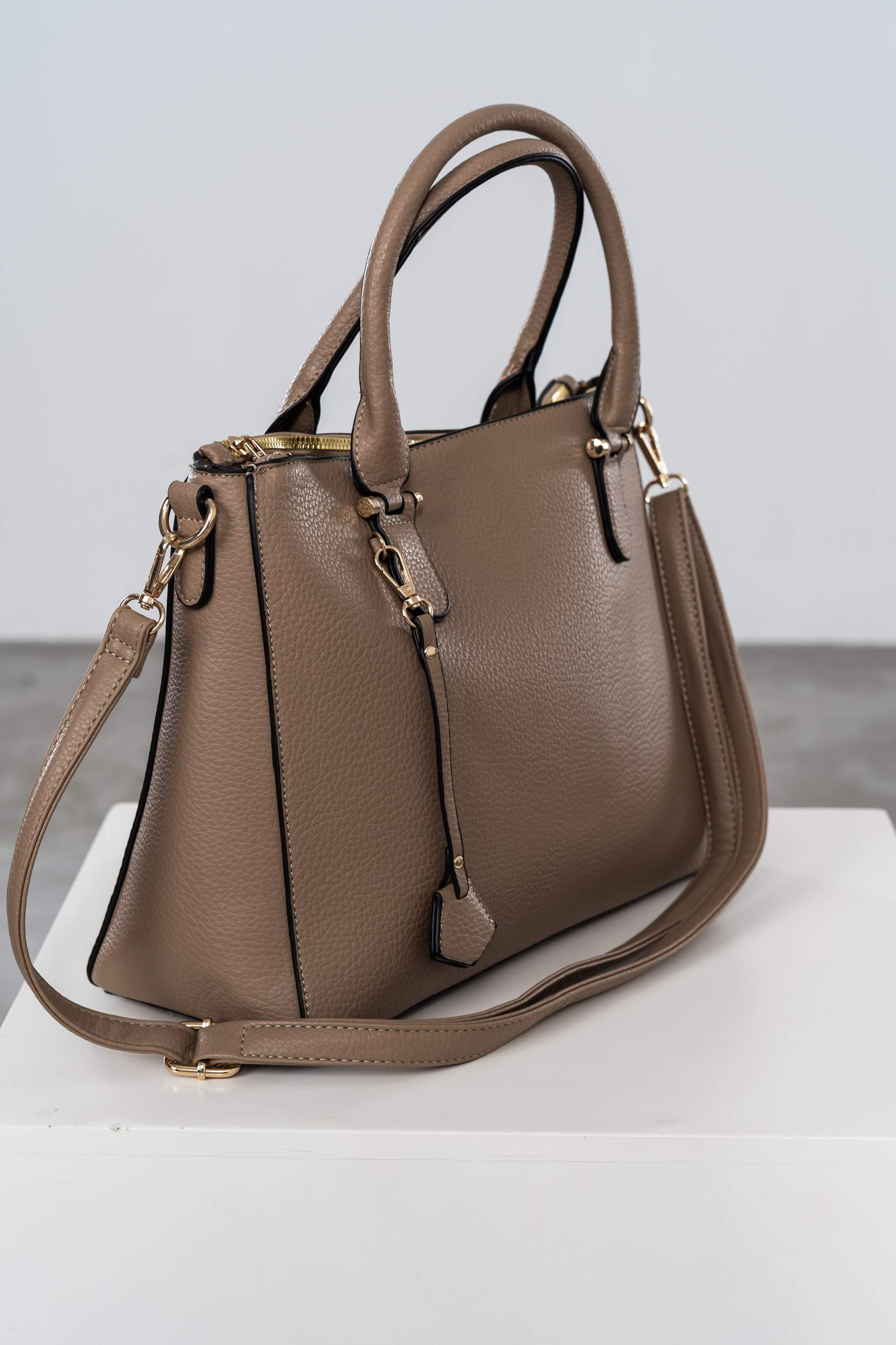 BOLSO SHOPPER CREMALLERAS TAUPE