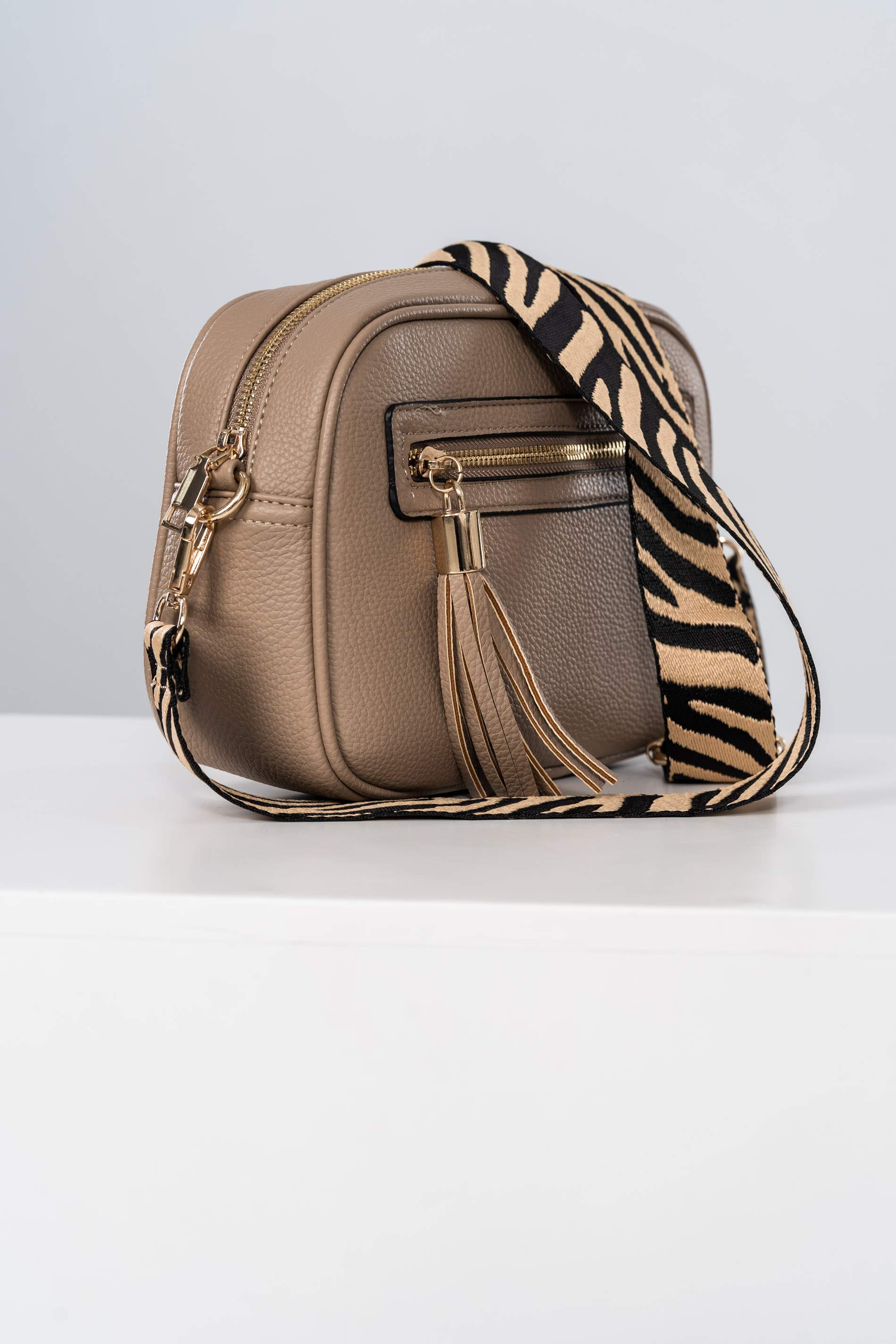 BANDOLERA BOLSILLO CREMALLERA BEIGE