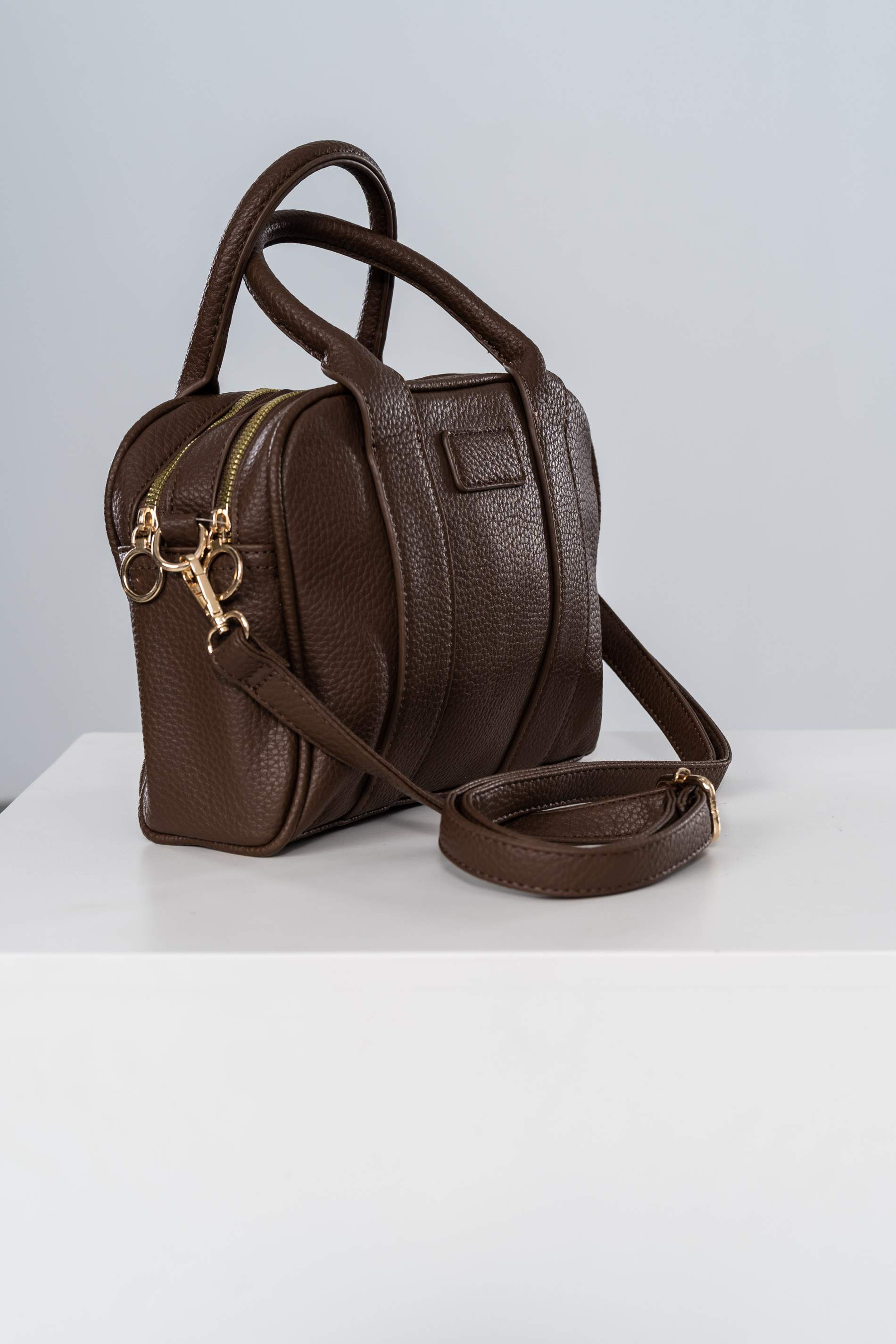 BOLSO DOBLE CREMALLERA MARRON