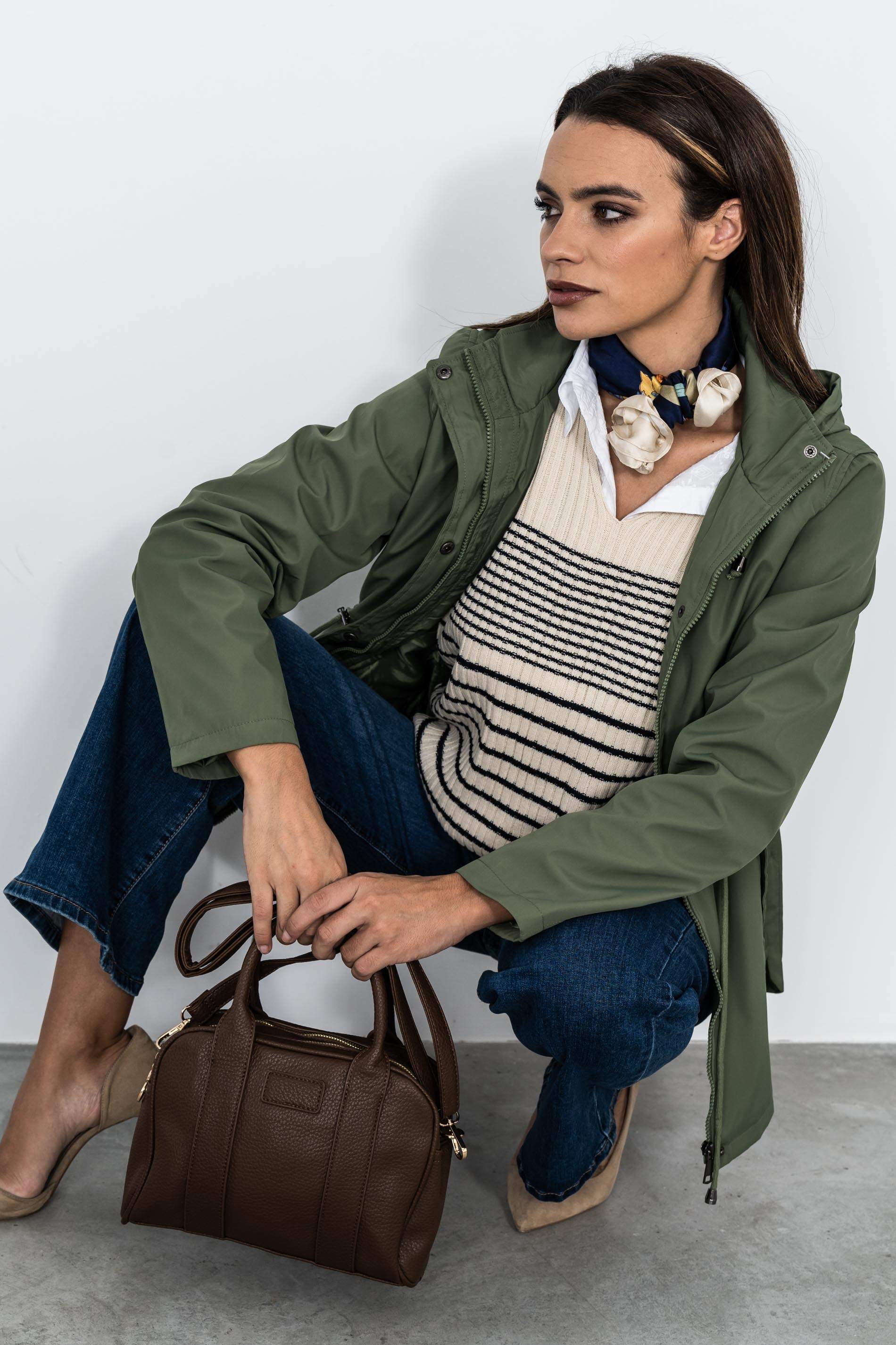 BOLSO DOBLE CREMALLERA MARRON