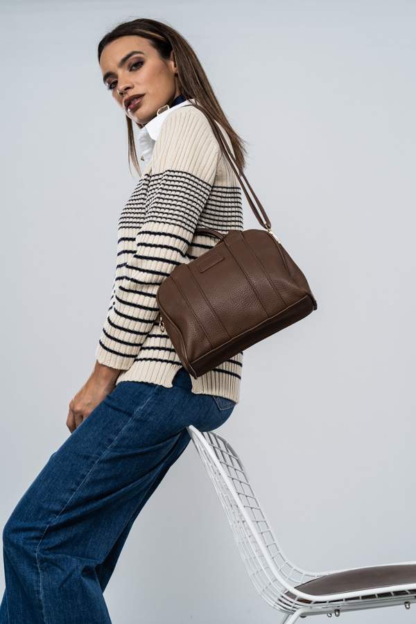 BOLSO DOBLE CREMALLERA MARRON