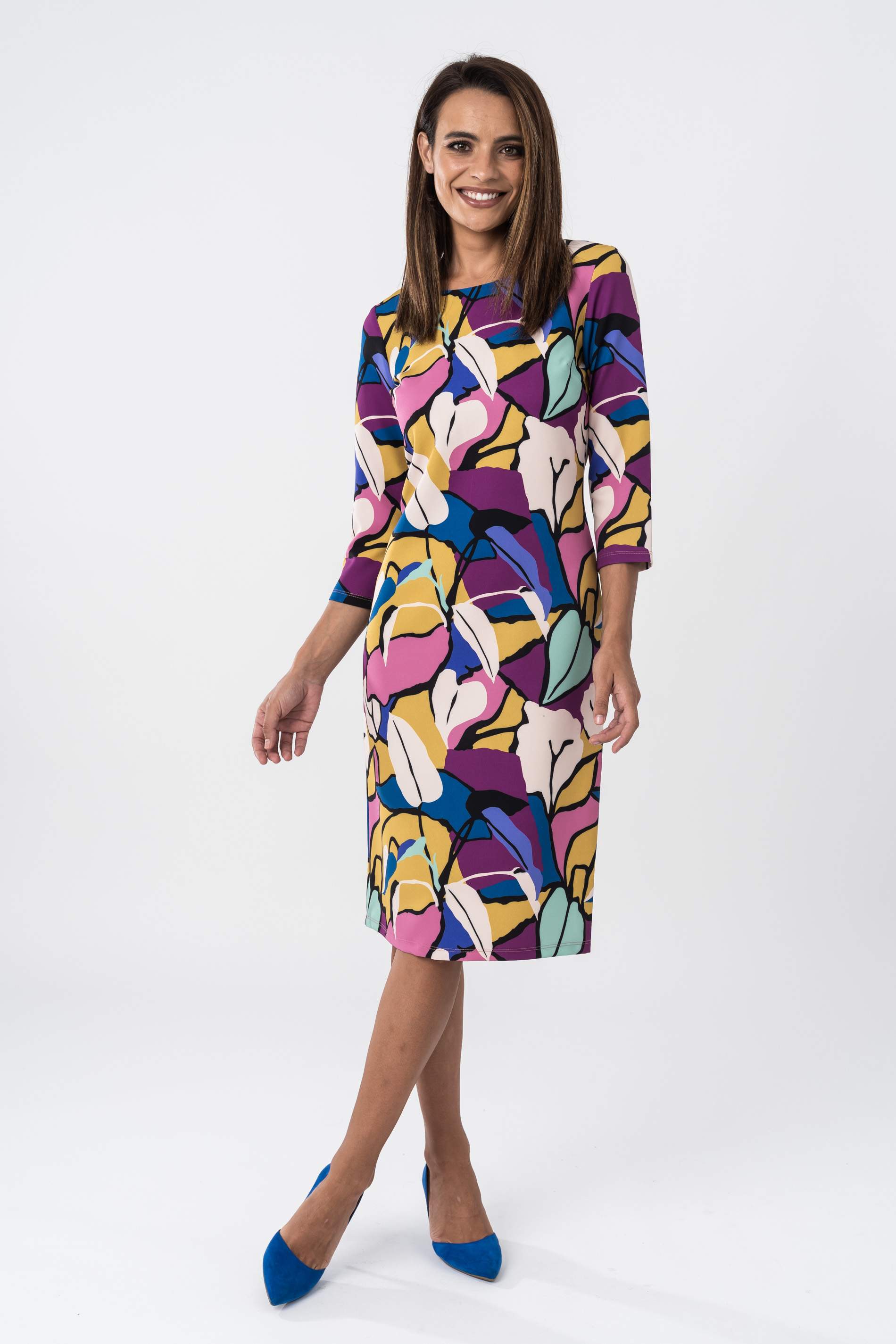 VESTIDO RECTO HOJAS COLOR