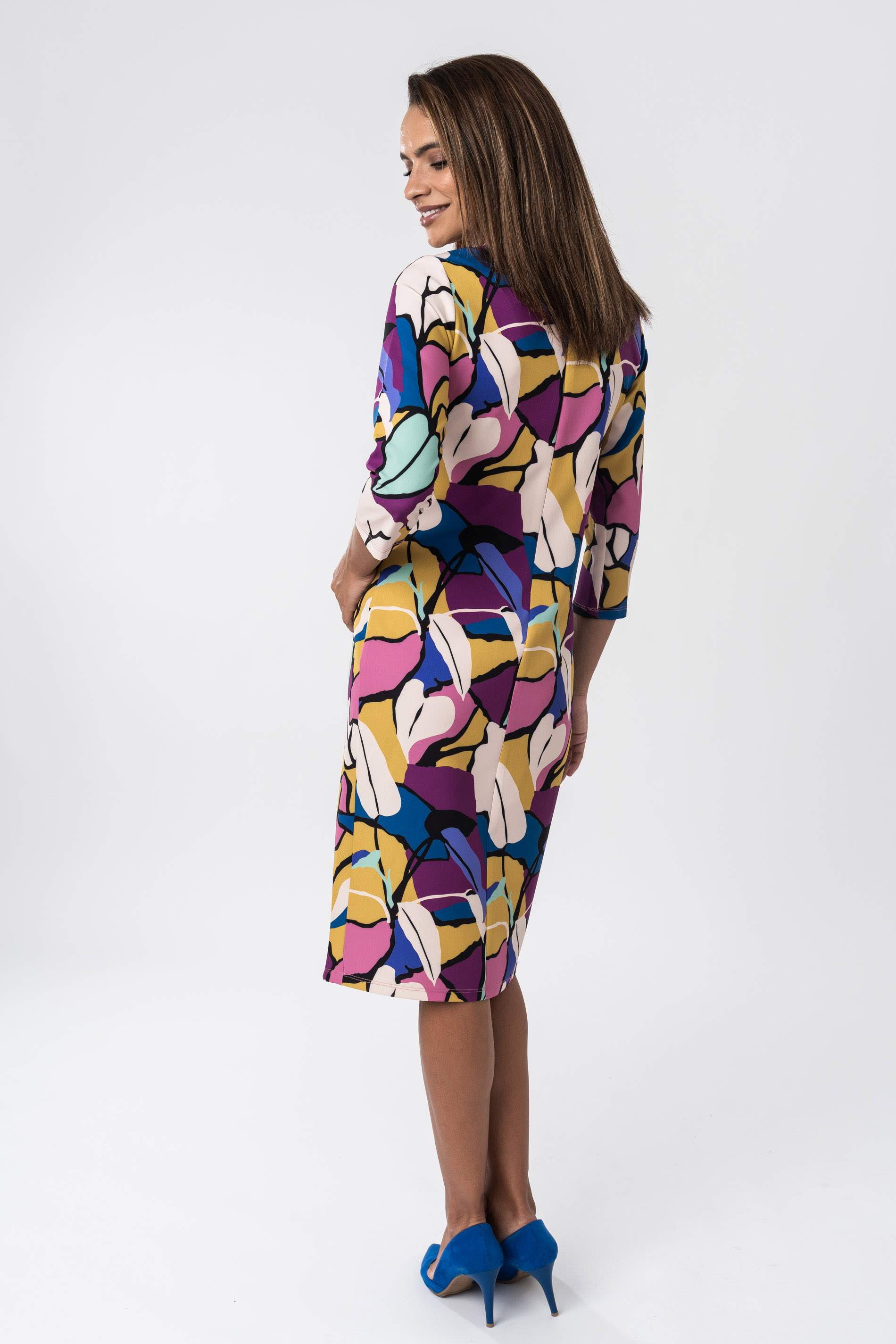 VESTIDO RECTO HOJAS COLOR