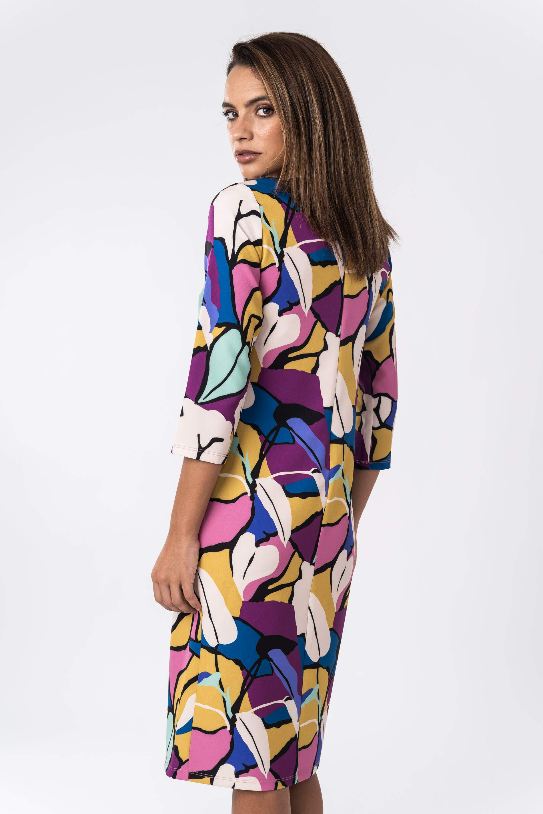 VESTIDO RECTO HOJAS COLOR