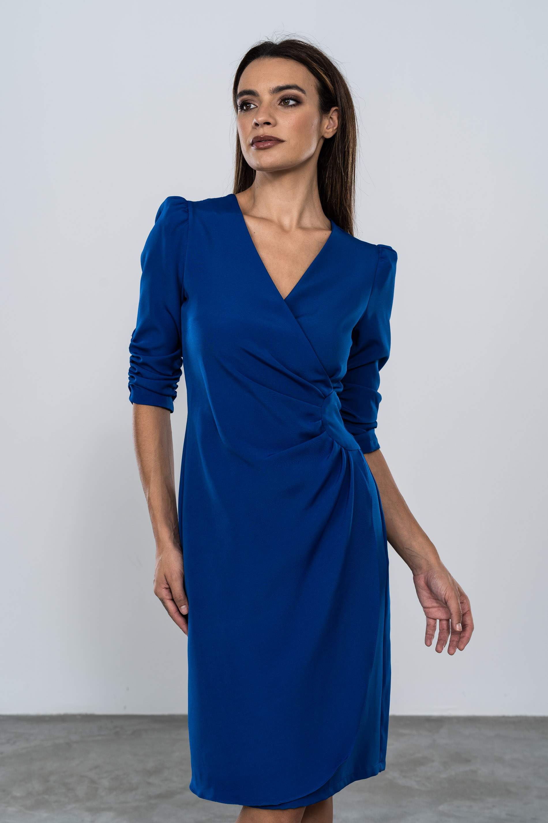 VESTIDO FRUNCE CINTURA TINTA