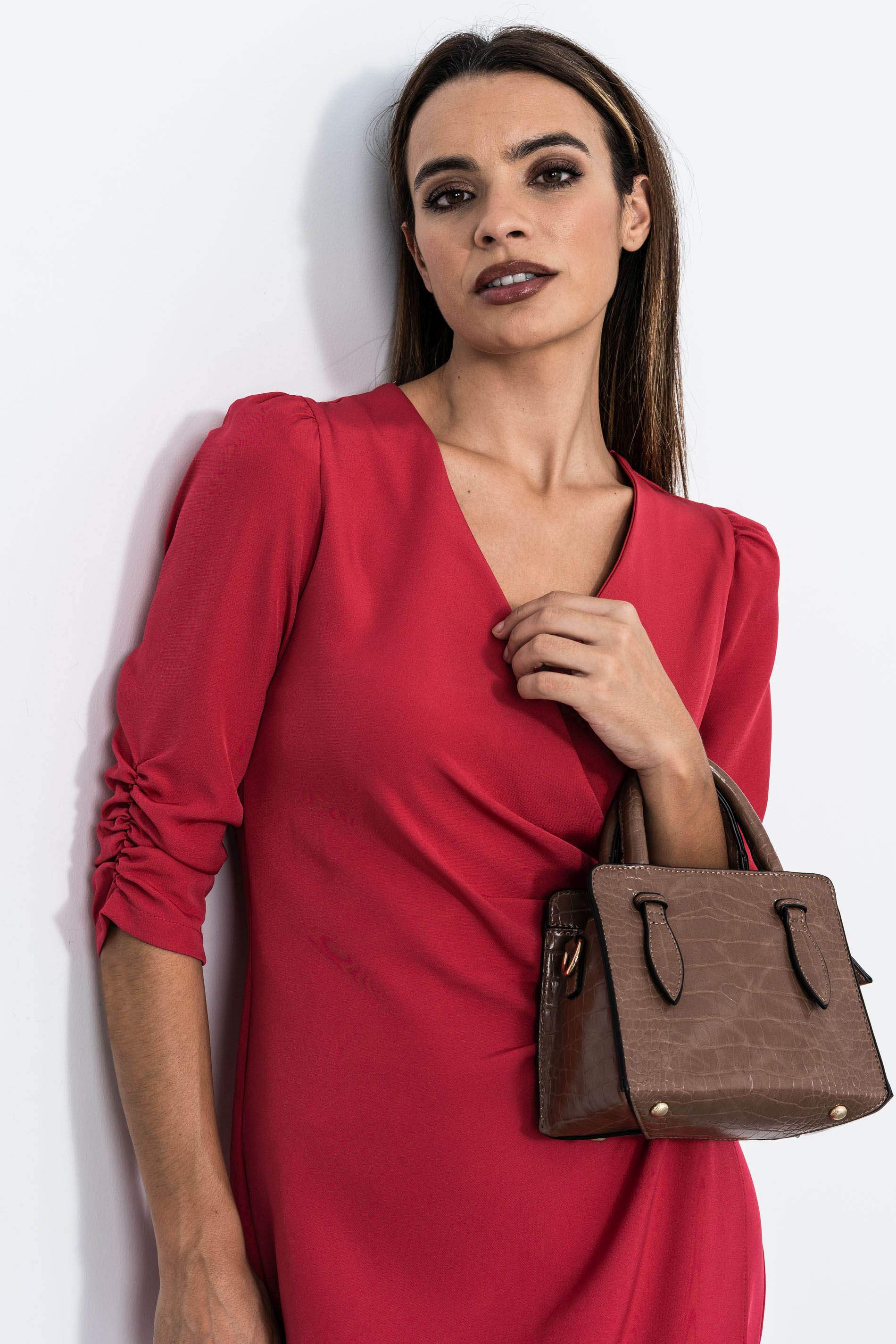 VESTIDO FRUNCE CINTURA FRESA