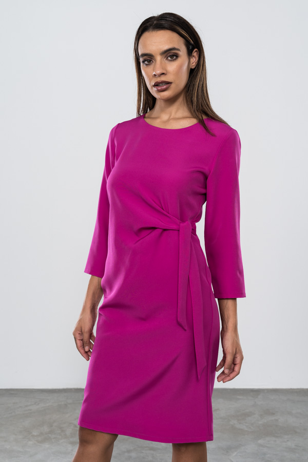 VESTIDO DETALLE LAZADA FUCSIA