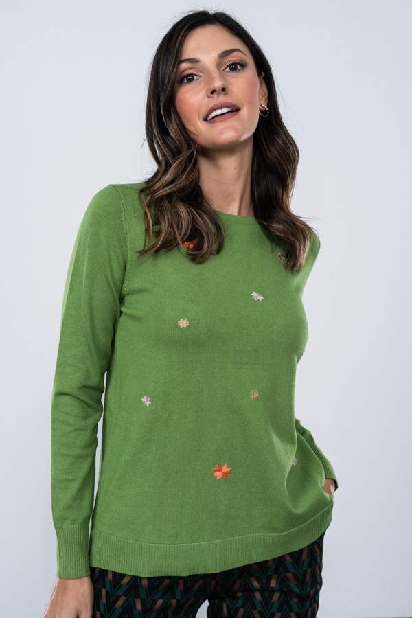 JERSEY BORDADO ESTRELLAS COLORES OLIVA