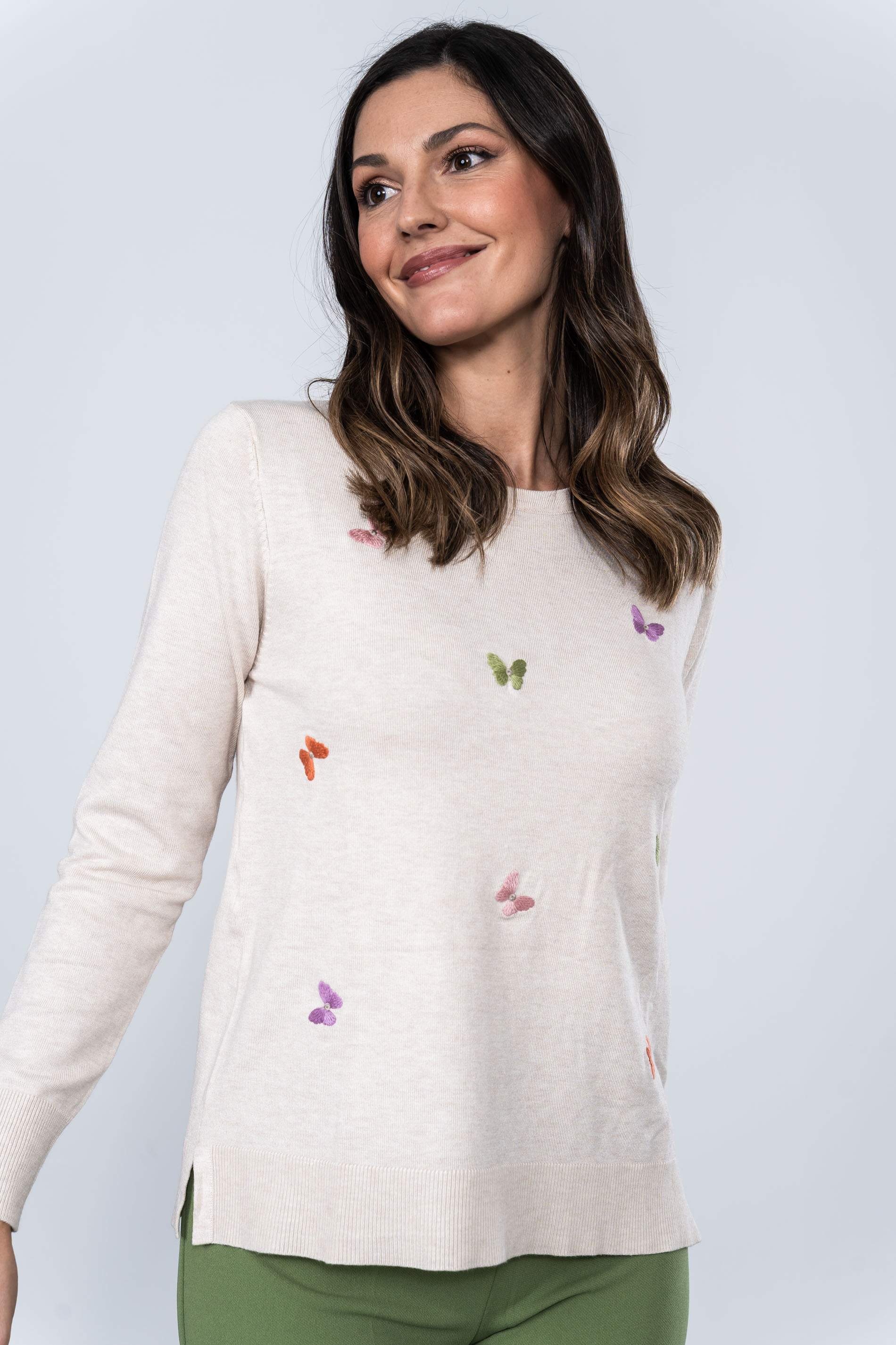 JERSEY BORDADO MARIPOSAS CRUDO