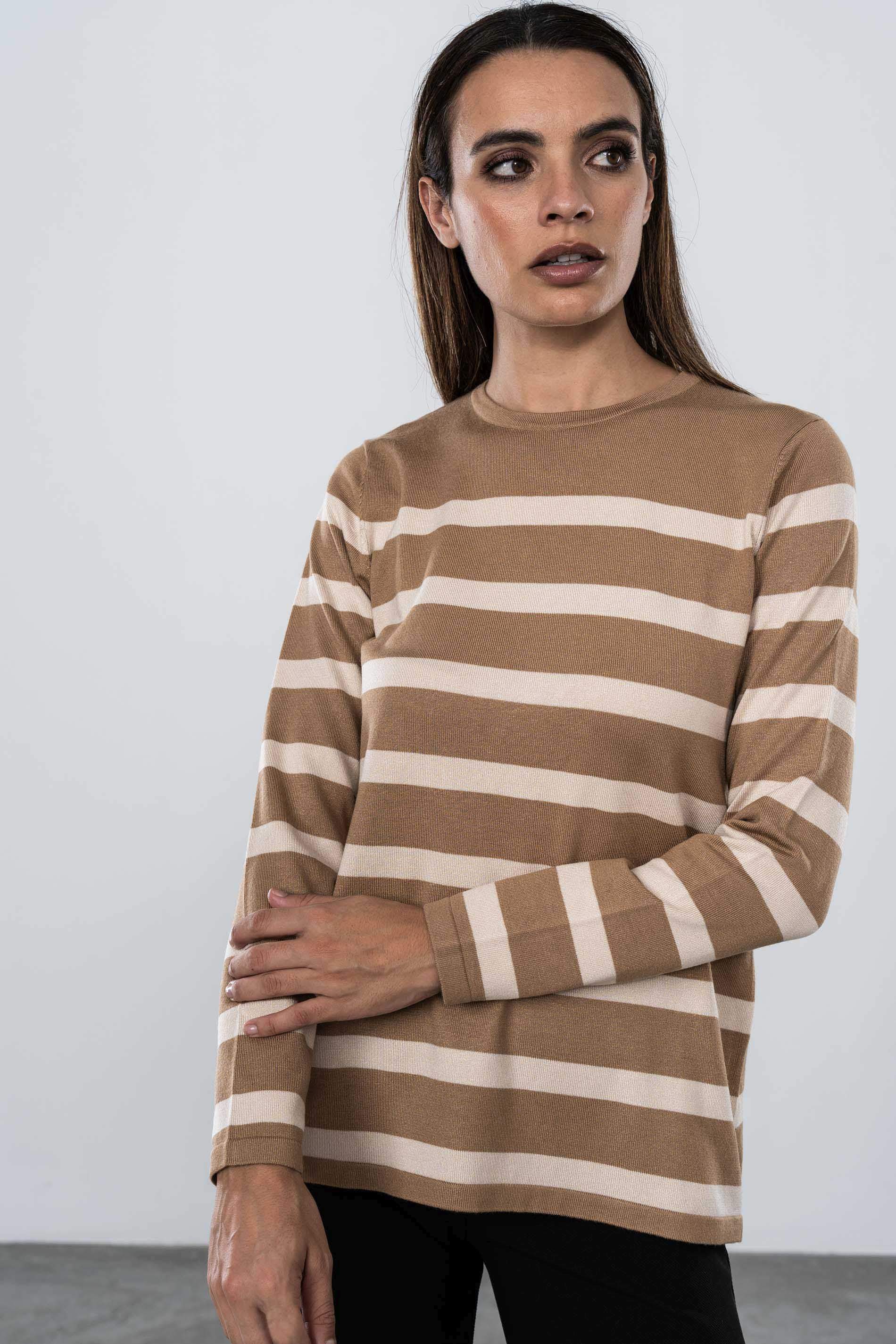JERSEY CUELLO CAJA RAYAS CAMEL