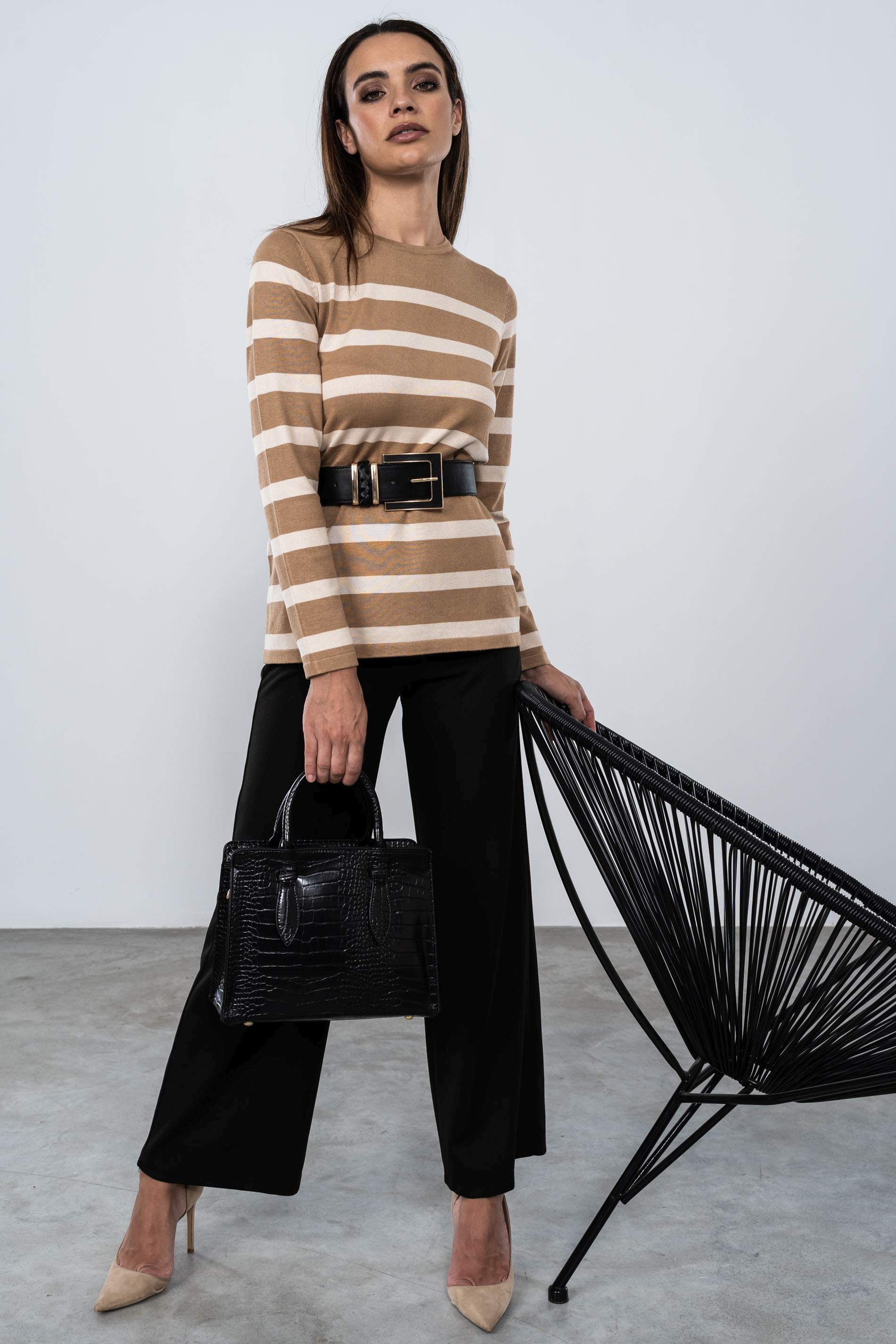 JERSEY CUELLO CAJA RAYAS CAMEL