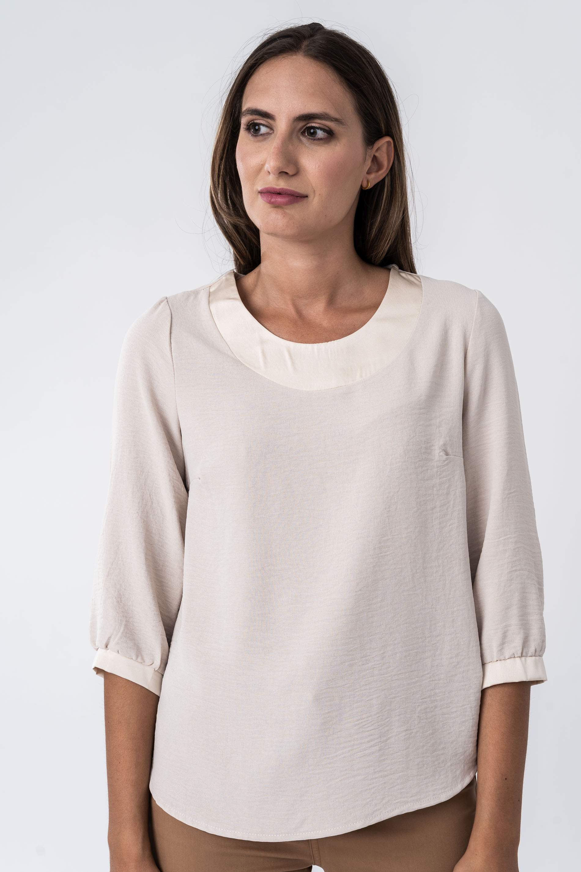 BLUSA COMBINADA SATEN MF BEIGE