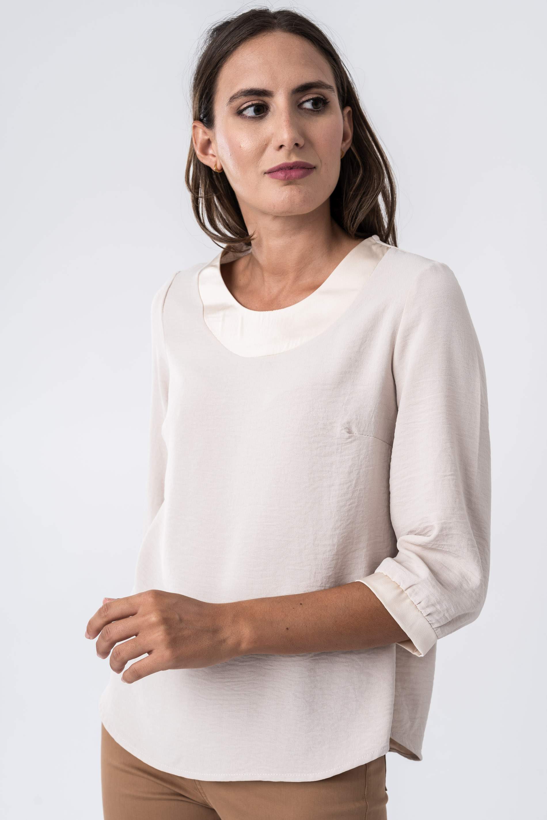 BLUSA COMBINADA SATEN MF BEIGE