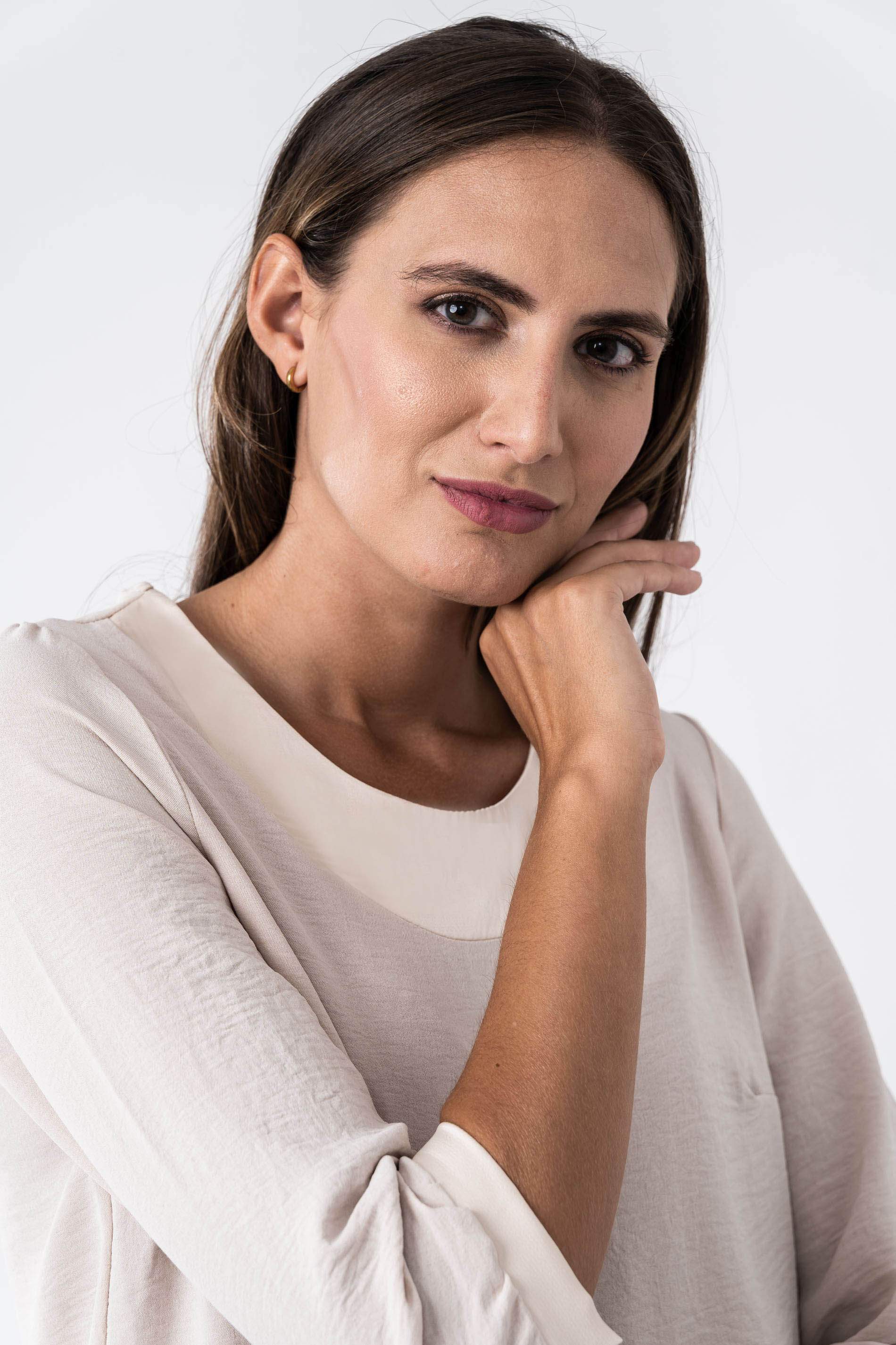 BLUSA COMBINADA SATEN MF BEIGE