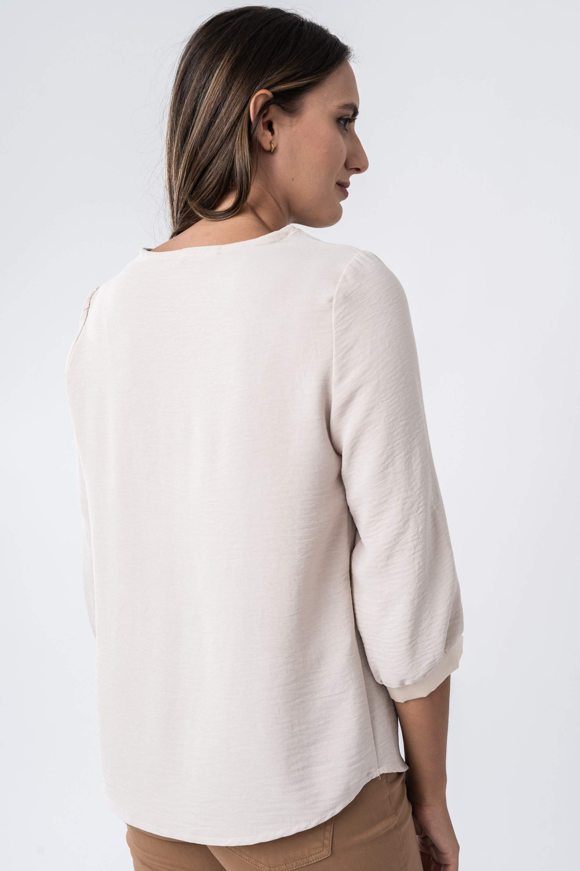BLUSA COMBINADA SATEN MF BEIGE