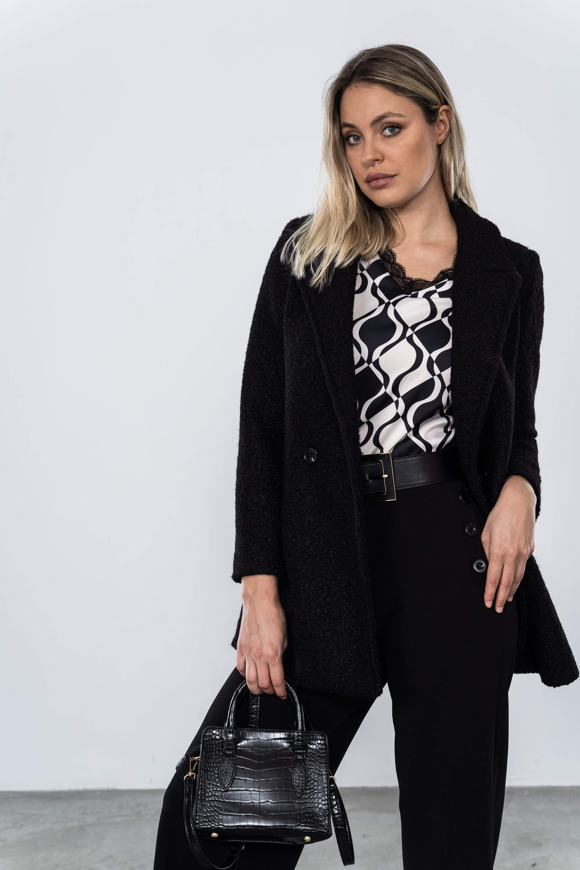 BLUSA GEOMETRICO COMBINADO ENCAJE