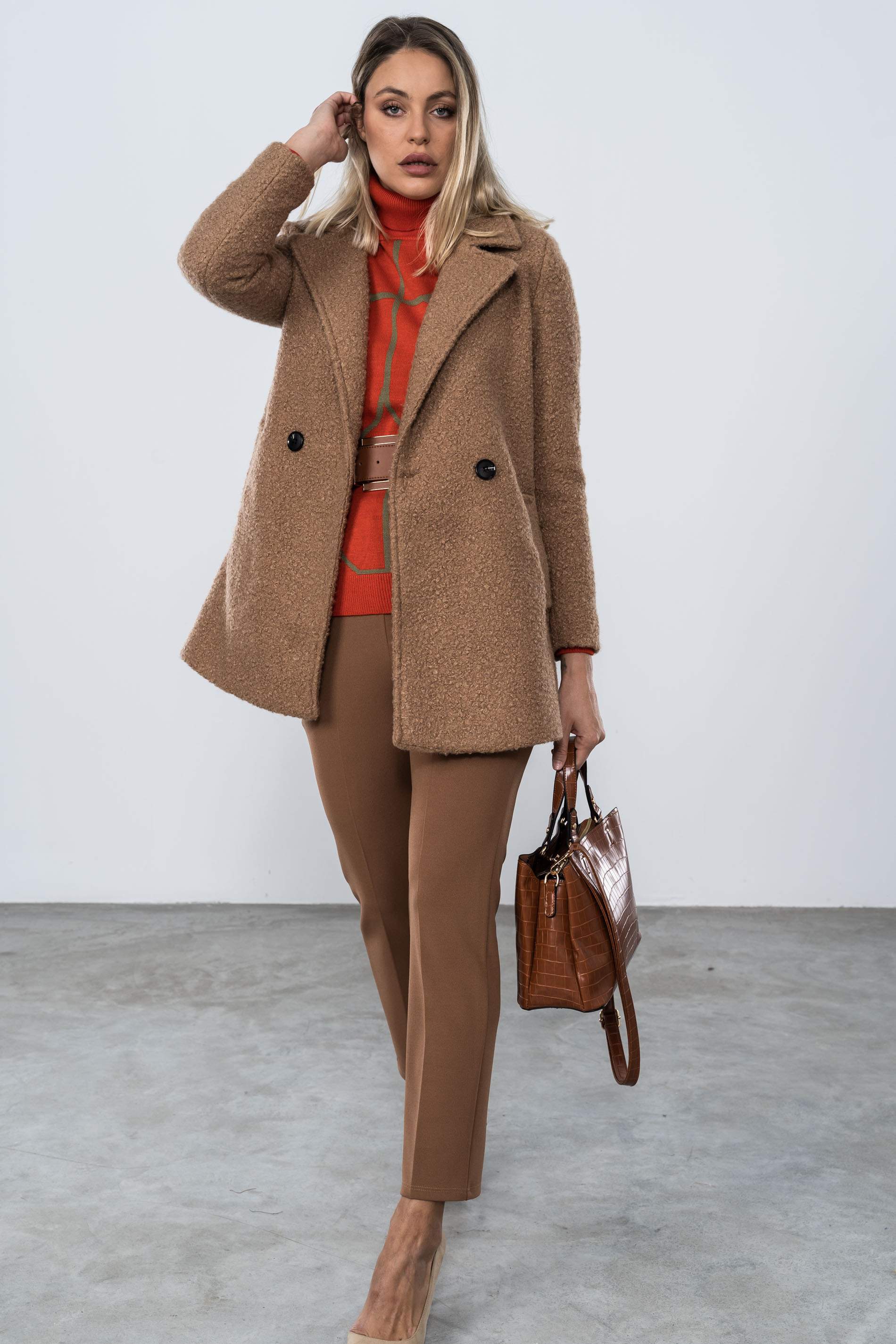 CHAQUETON CRUZADO BAGUILLA CAMEL