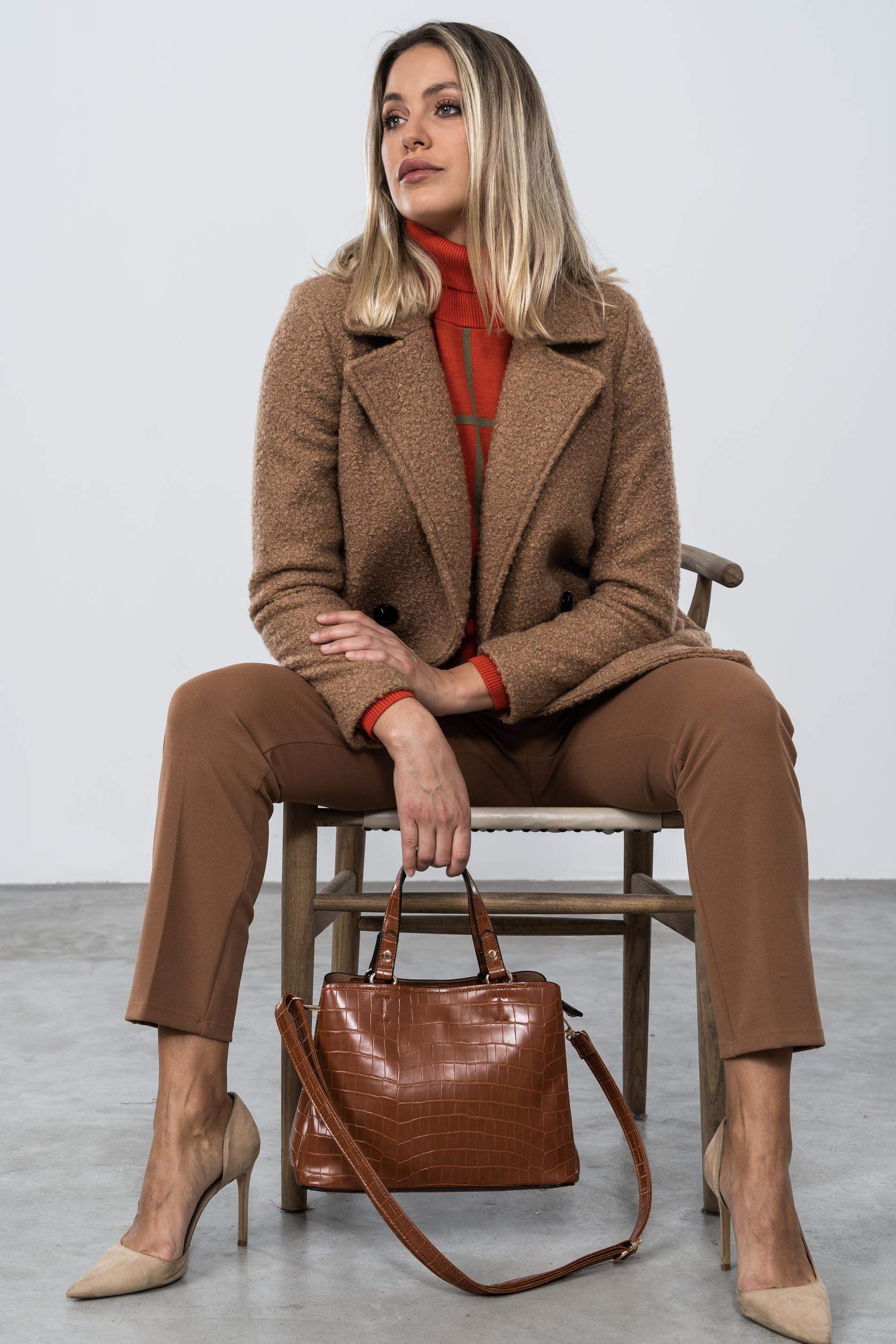 CHAQUETON CRUZADO BAGUILLA CAMEL