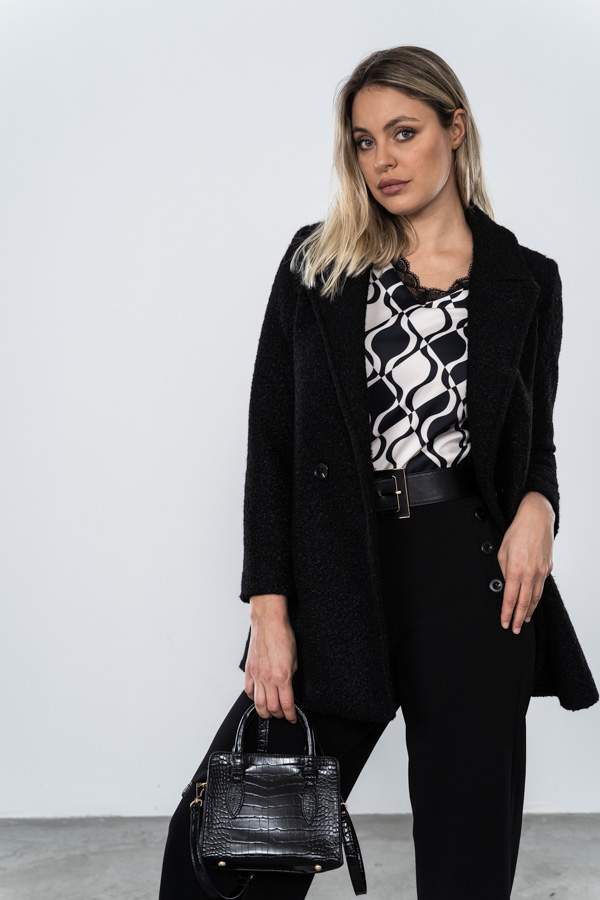 ABRIGO CRUZADO BAGUILLA NEGRO