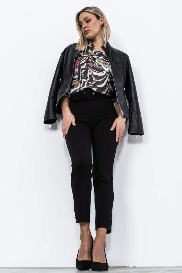 PANTALON BOTONES BAJO NEGRO