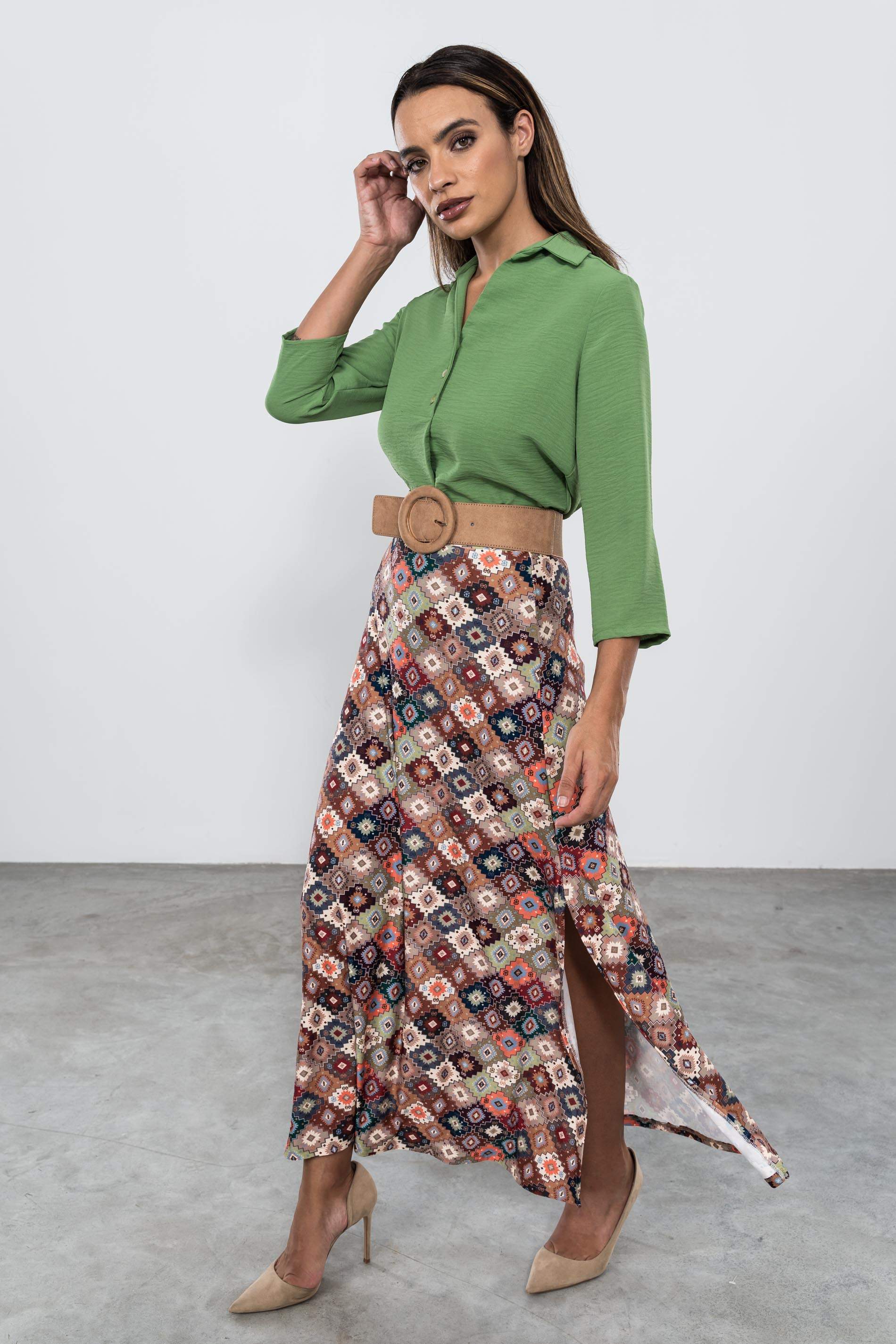 BLUSA BOTONES TABLA OLIVA