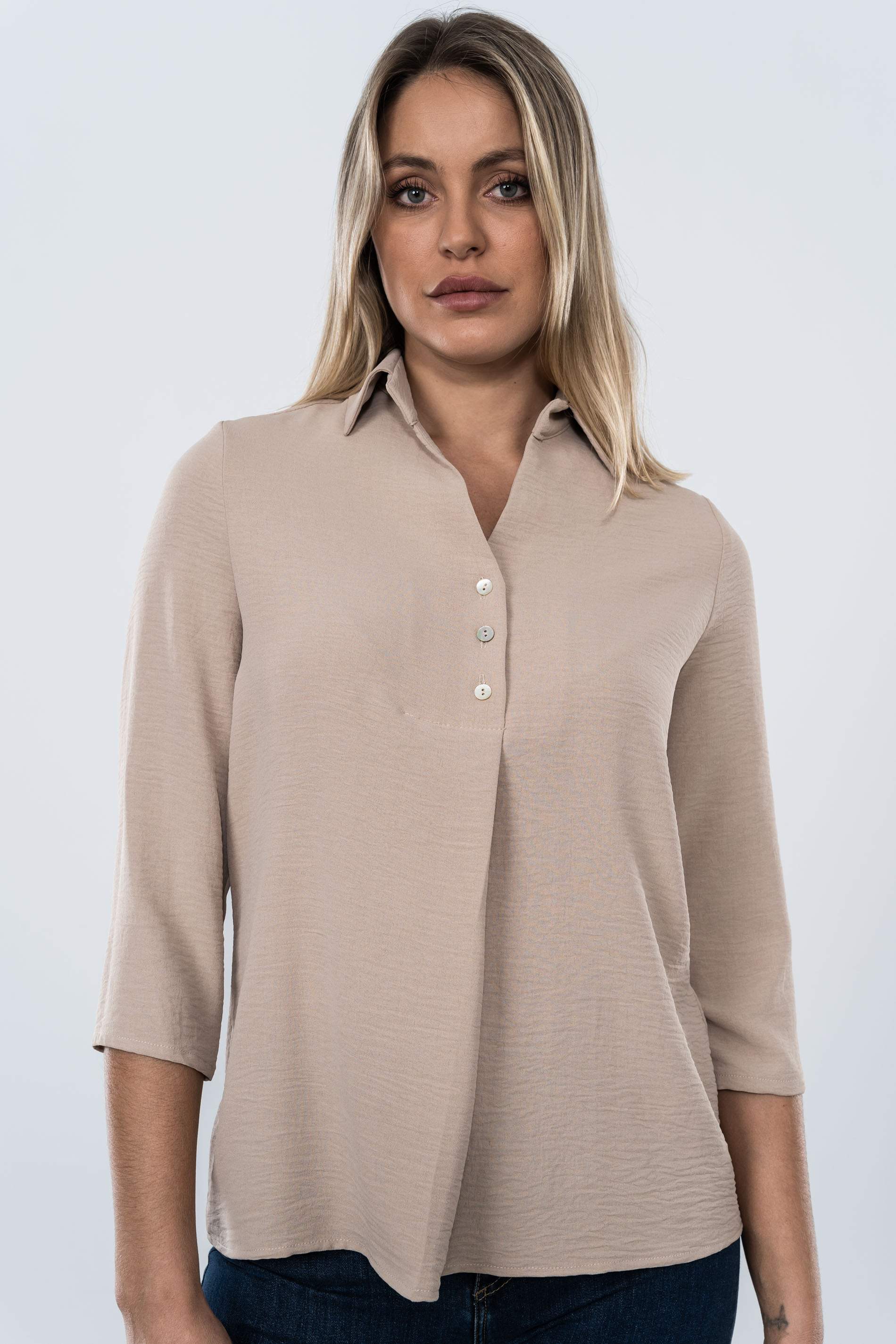 BLUSA BOTONES TABLA BEIGE