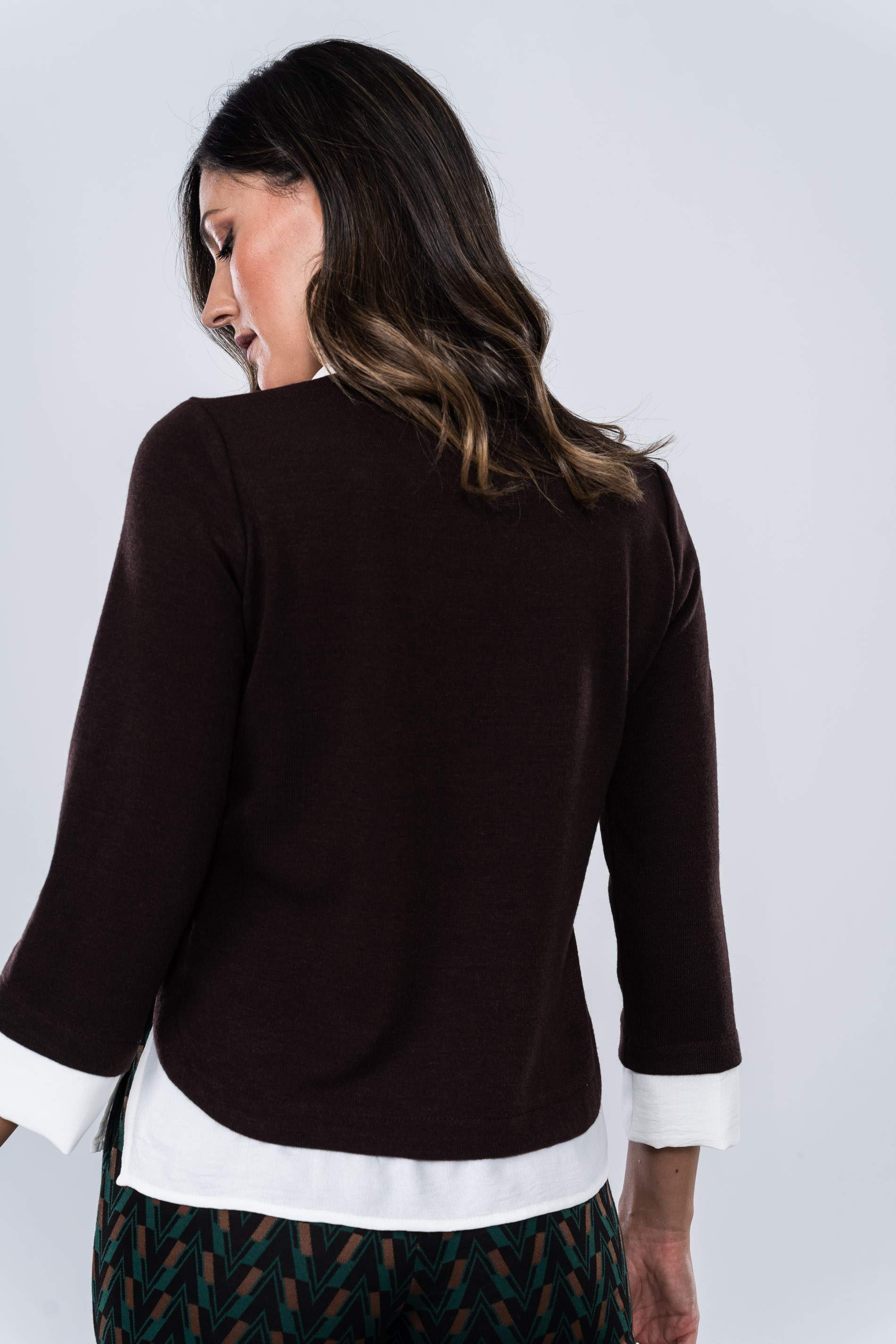 JERSEY COMBINADO CAMISERO MARRON