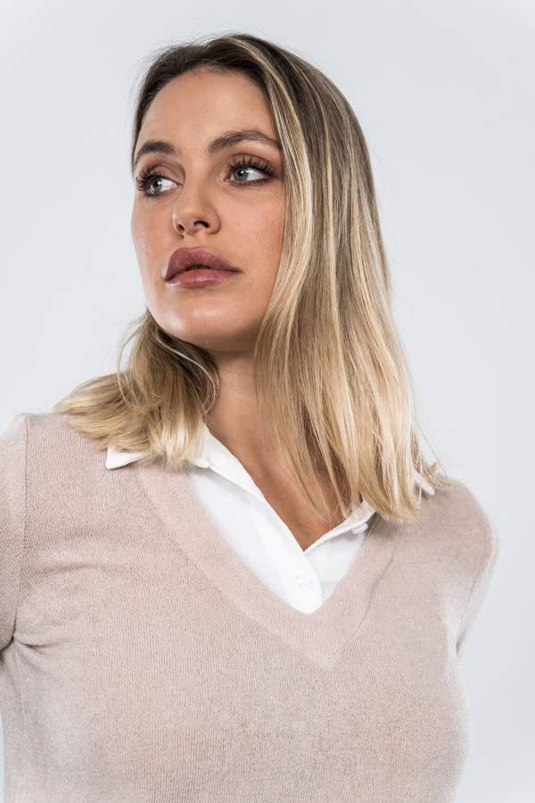 JERSEY COMBINADO CAMISERO BEIGE