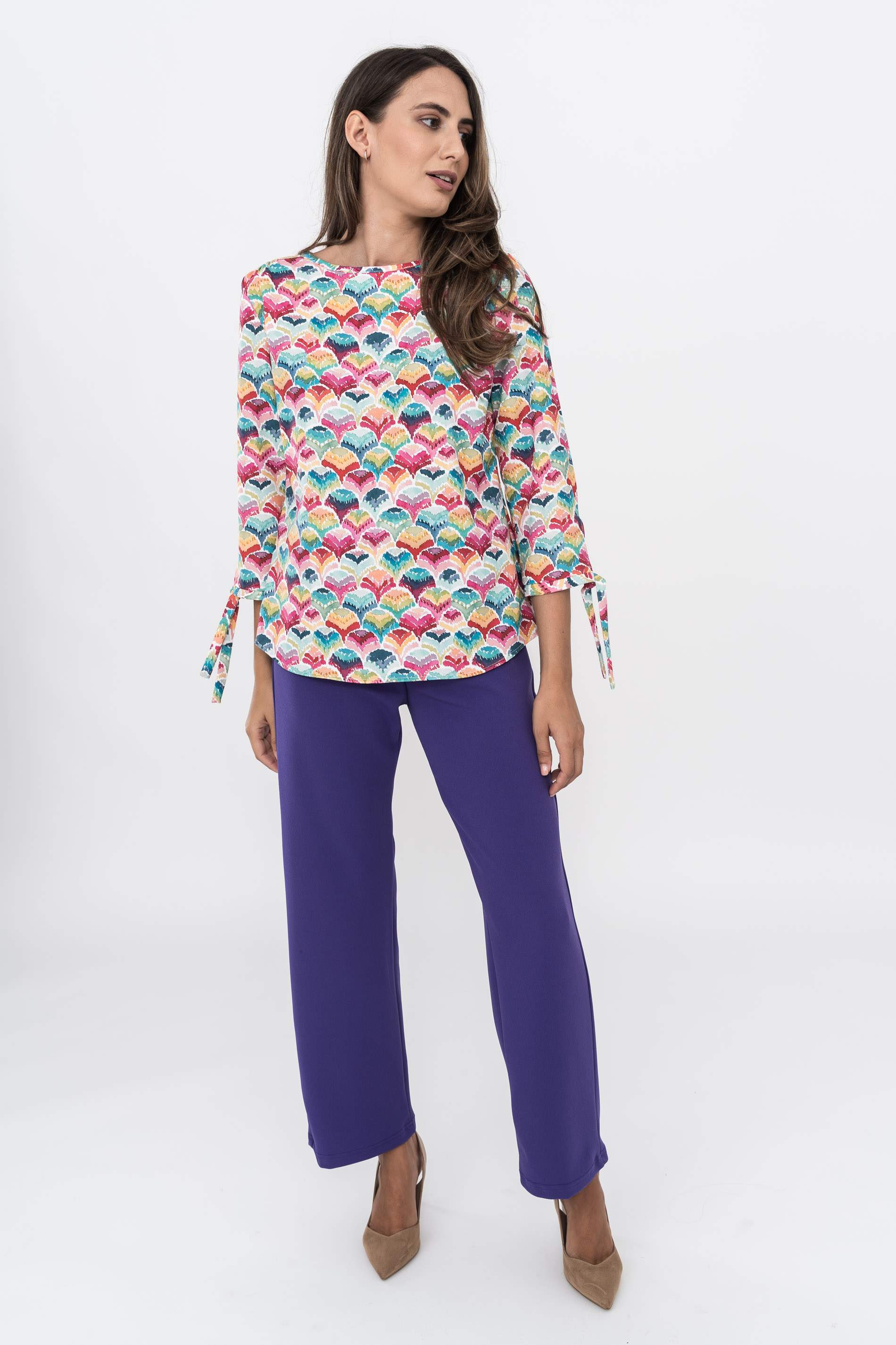 PANTALON PUNTO CREPE MORADO