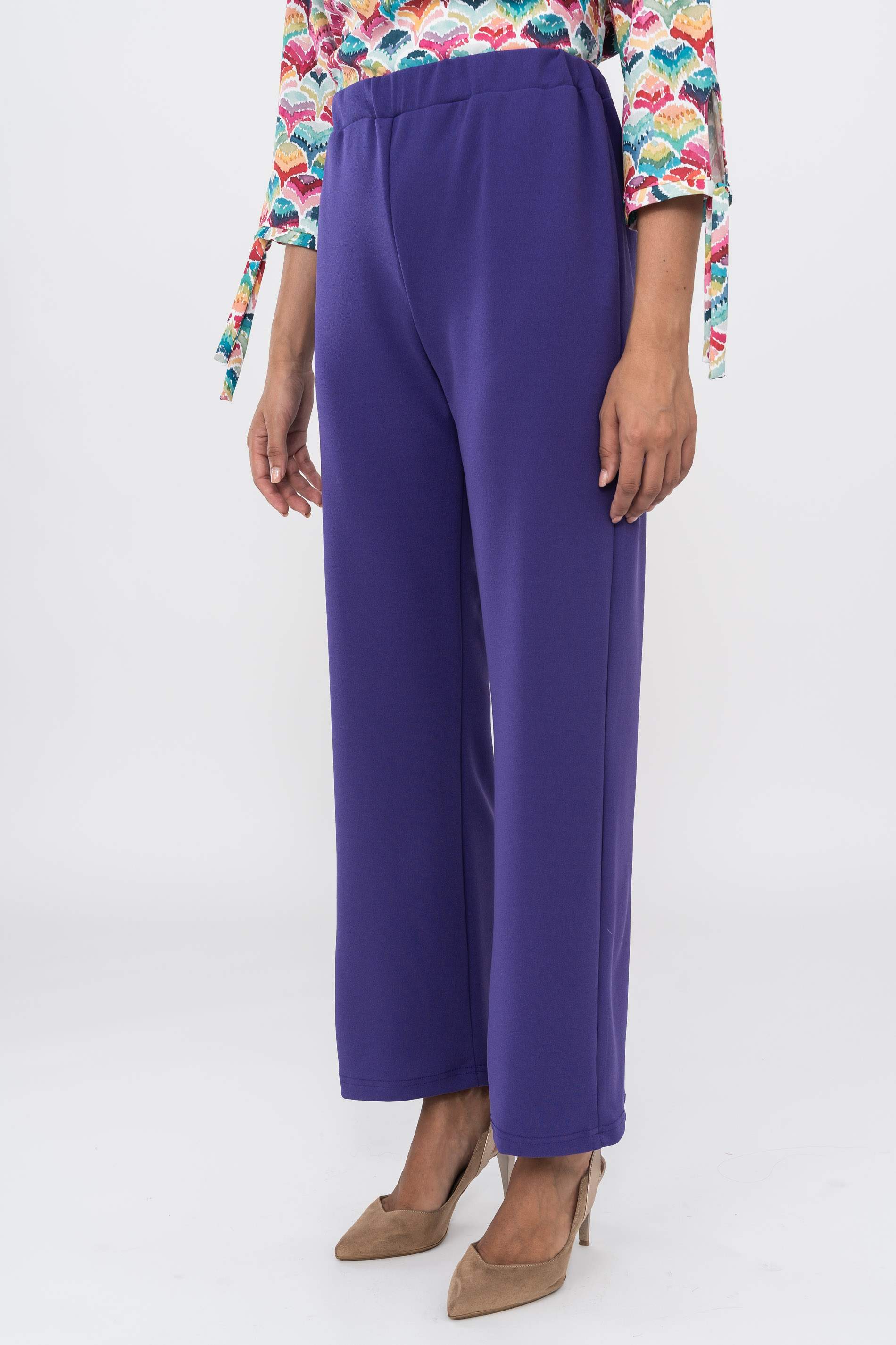 PANTALON PUNTO CREPE MORADO