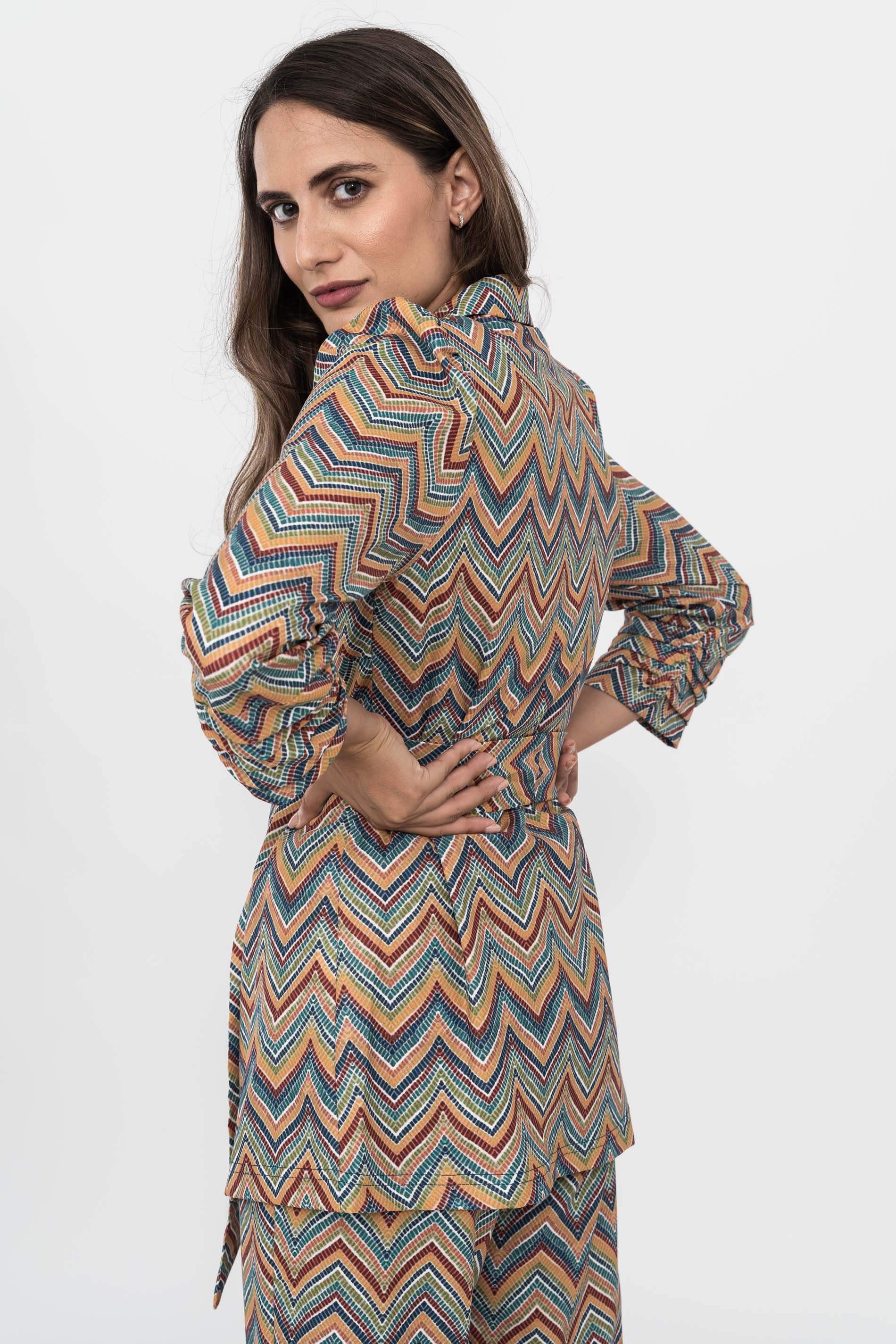 CHAQUETA ZIG-ZAG CINTURON