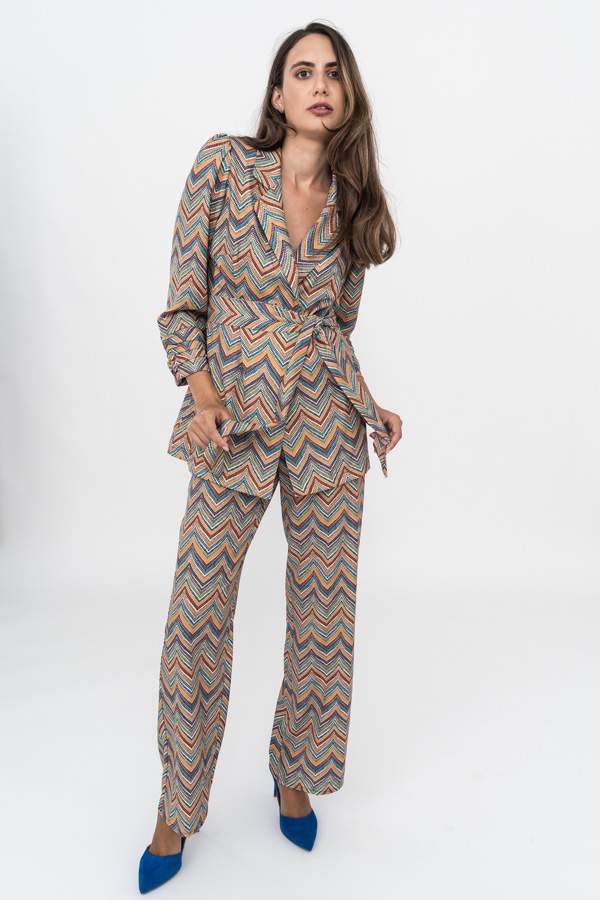 CHAQUETA ZIG-ZAG CINTURON