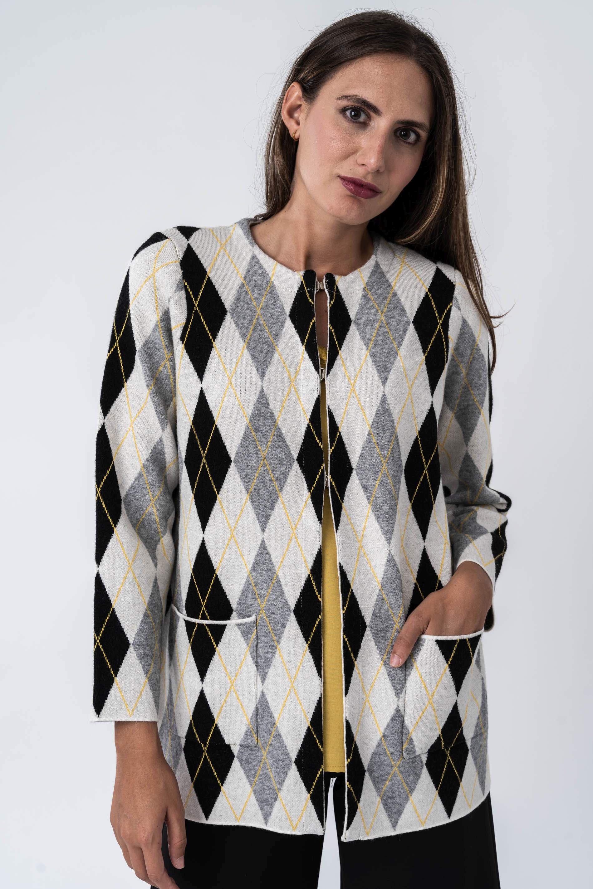 CHAQUETA PUNTO ROMBOS