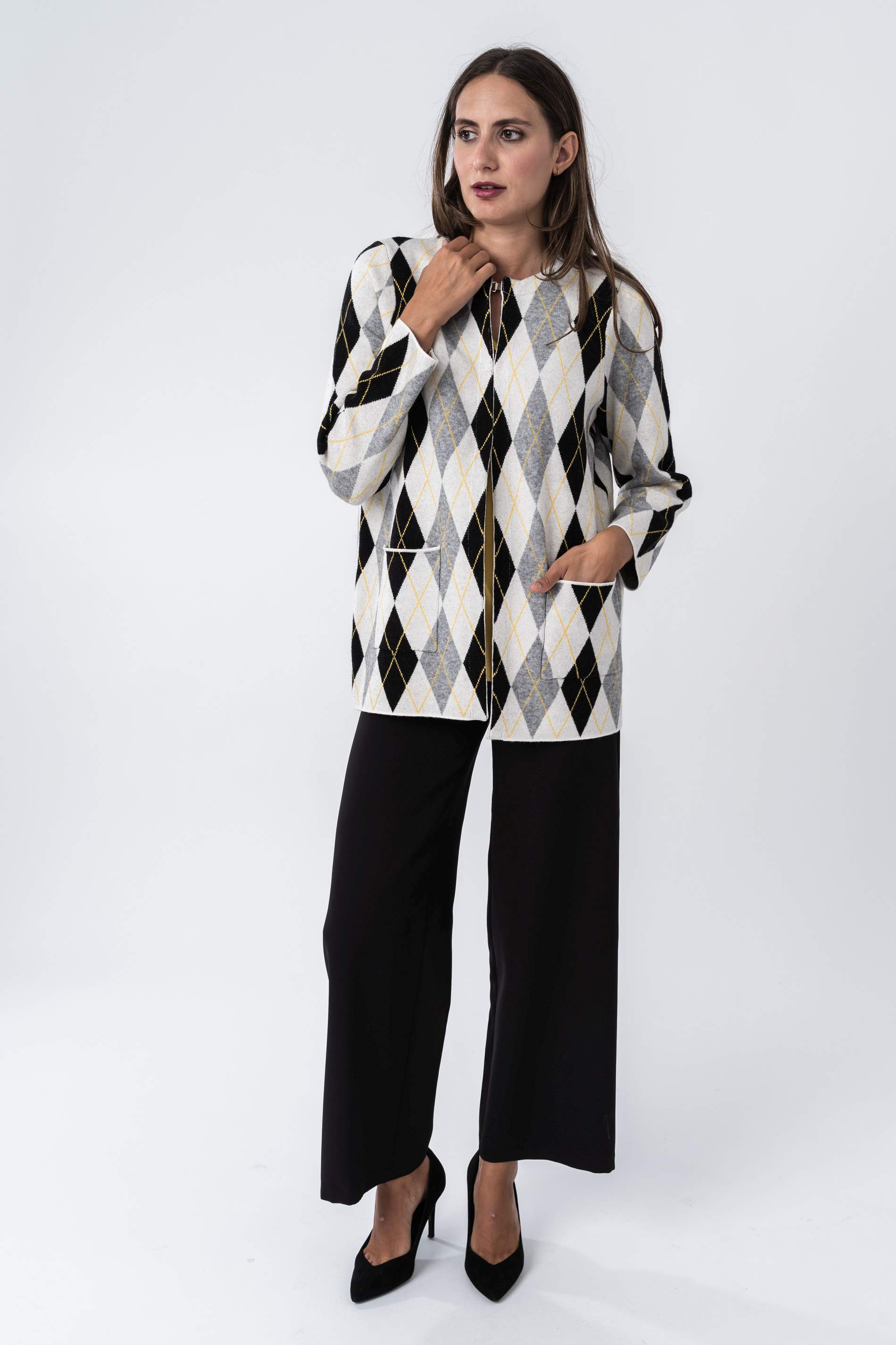 CHAQUETA PUNTO ROMBOS