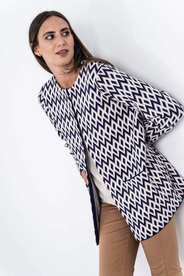 CHAQUETA PUNTO TIRA ROMBOS