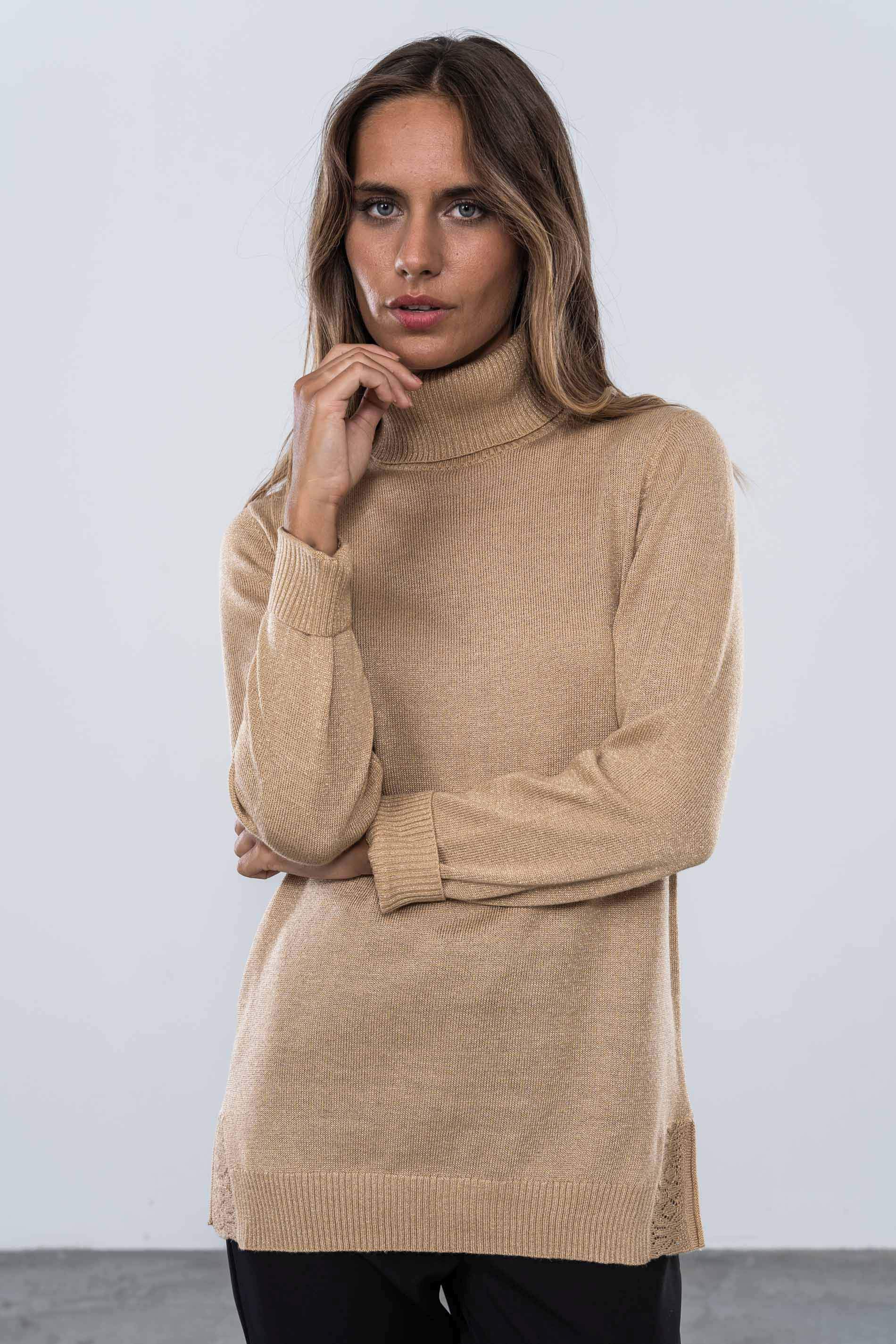 JERSEY C/CISNE LUREX BEIGE