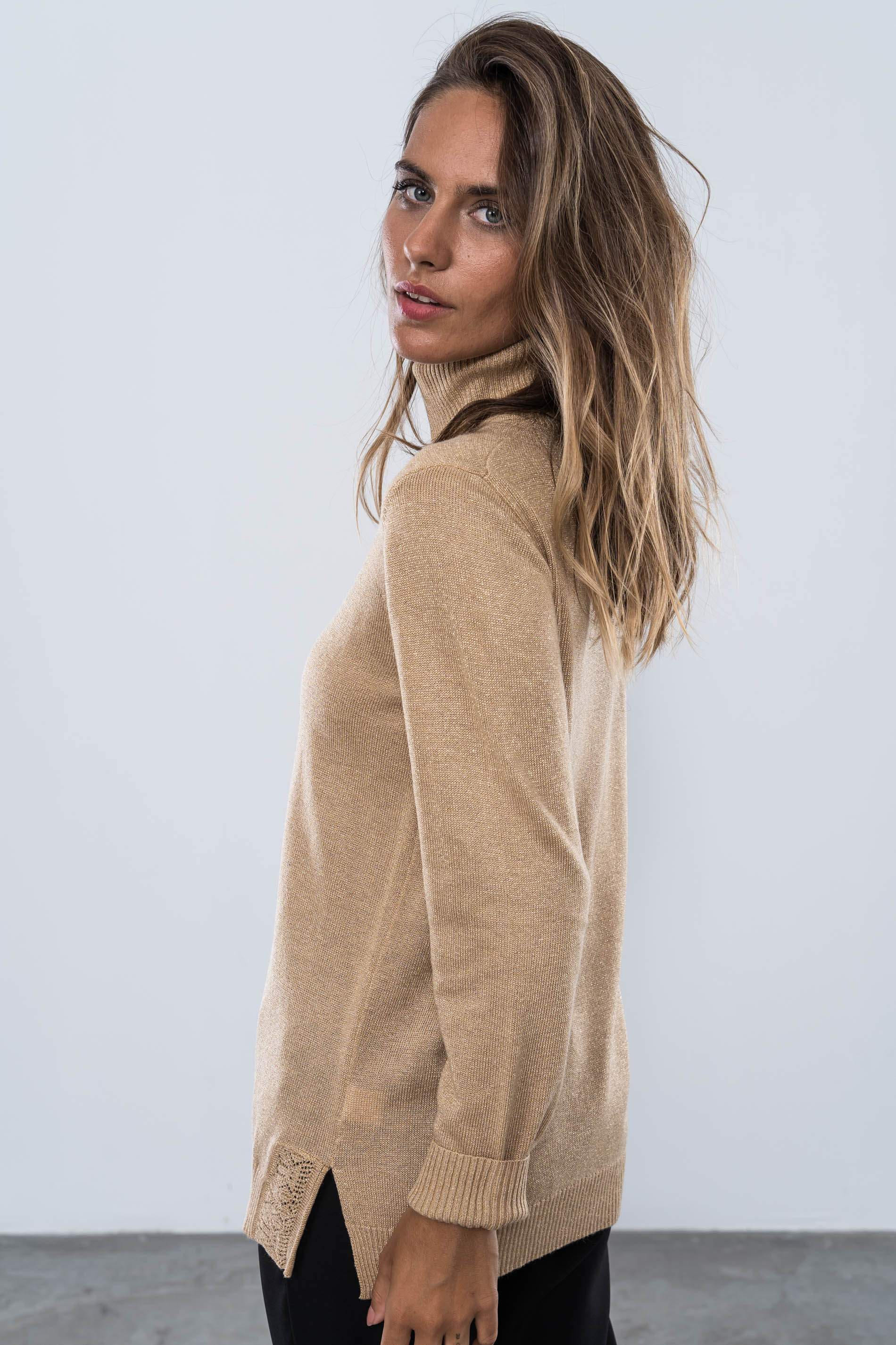 JERSEY C/CISNE LUREX BEIGE