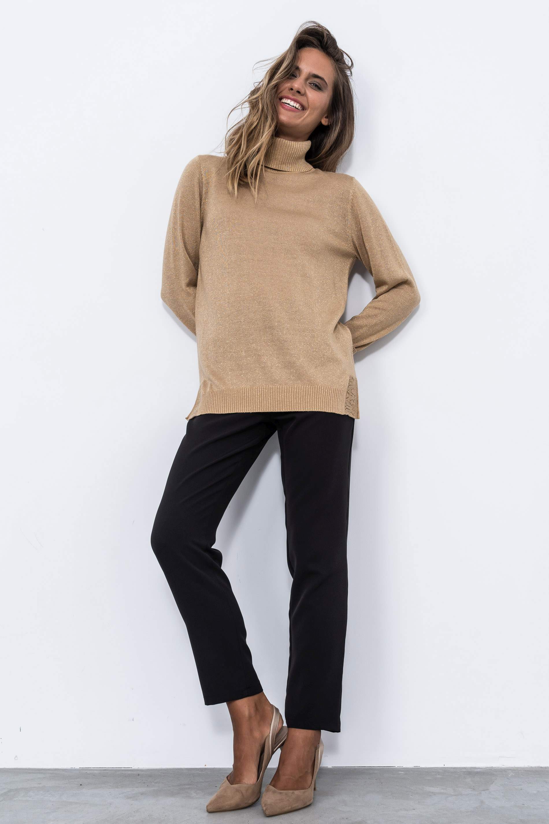 JERSEY C/CISNE LUREX BEIGE