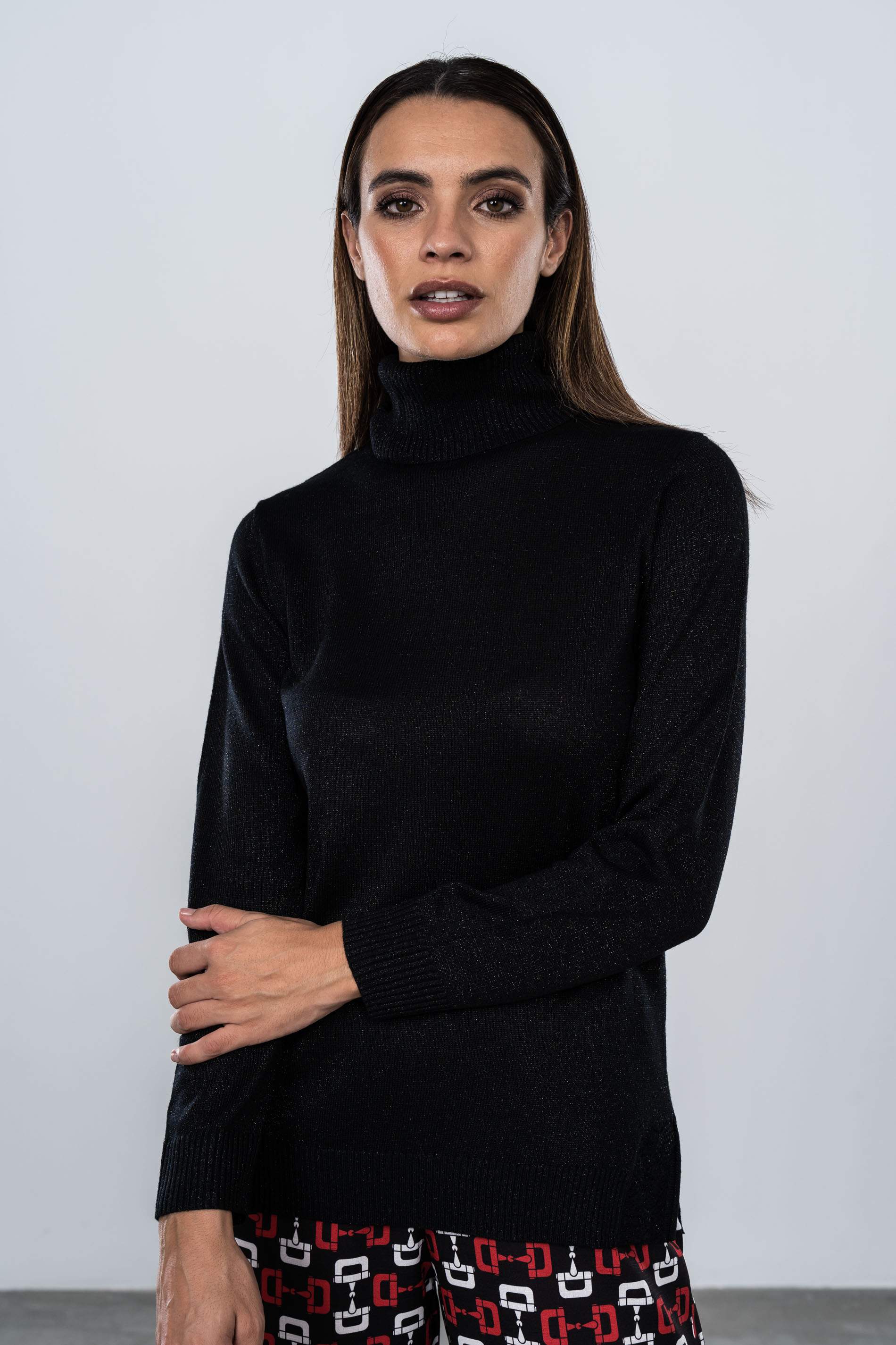 JERSEY C/CISNE LUREX NEGRO