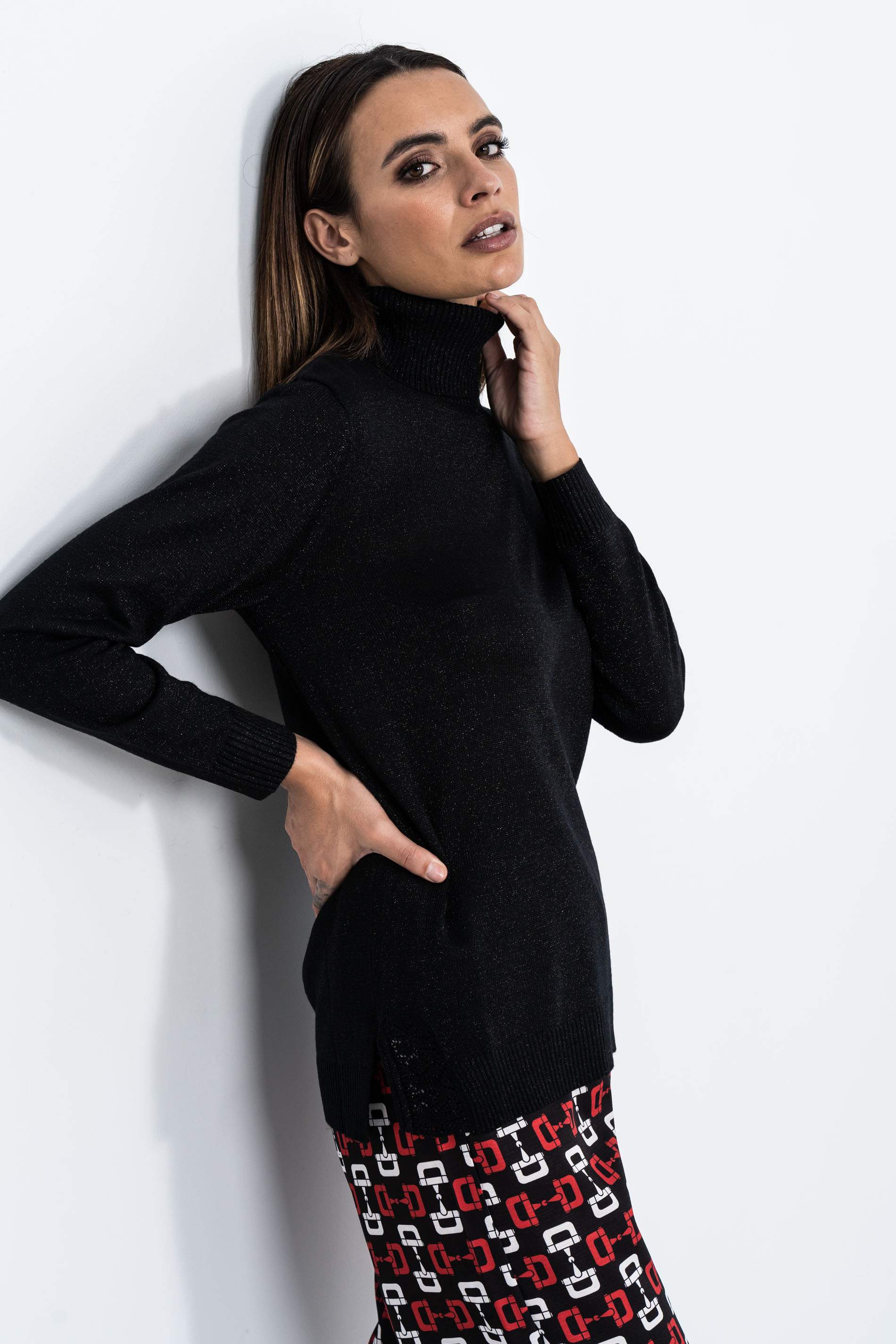 JERSEY C/CISNE LUREX NEGRO