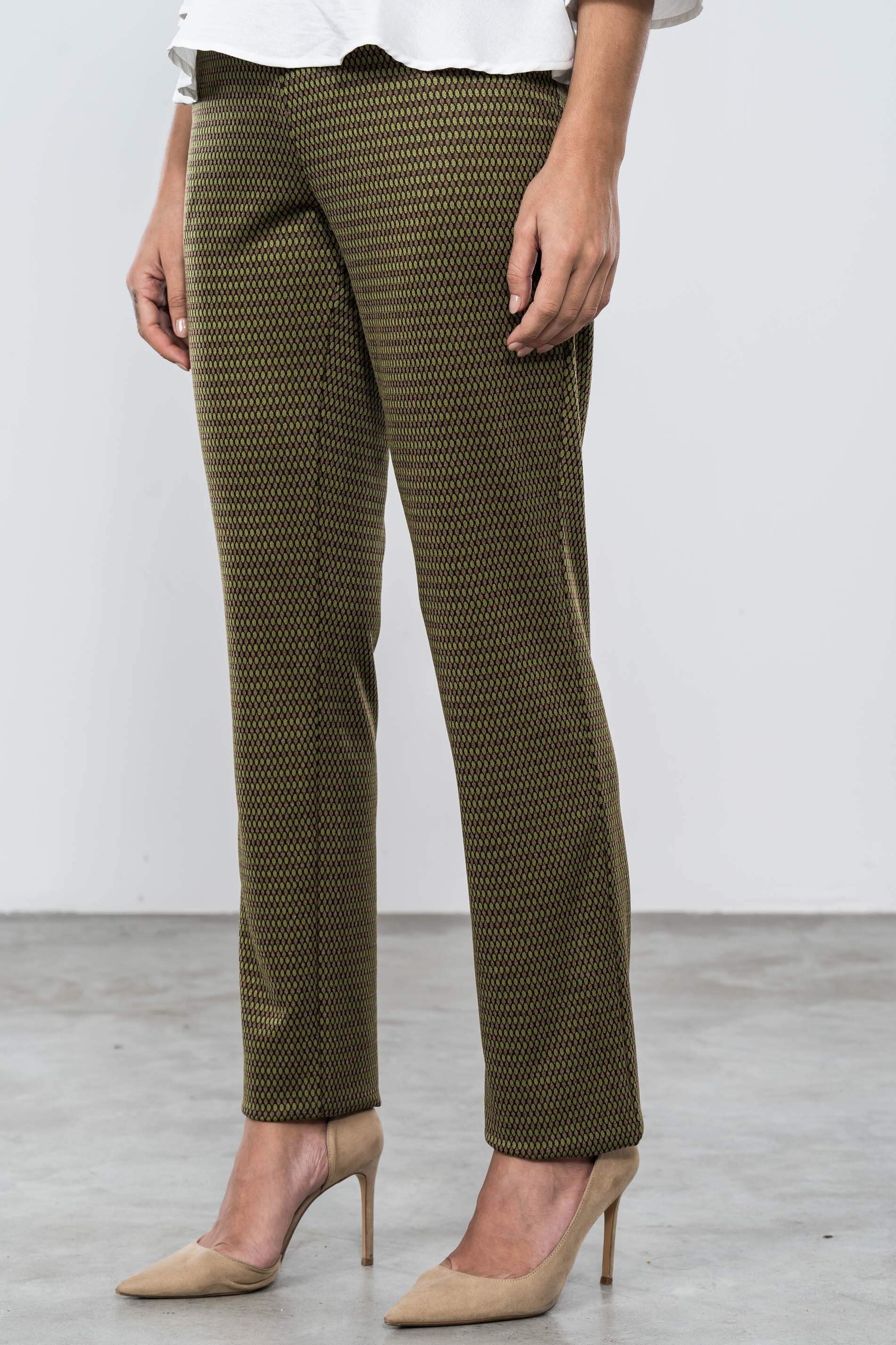 PANTALON PUNTO JACQUARD TOPOS VERDE