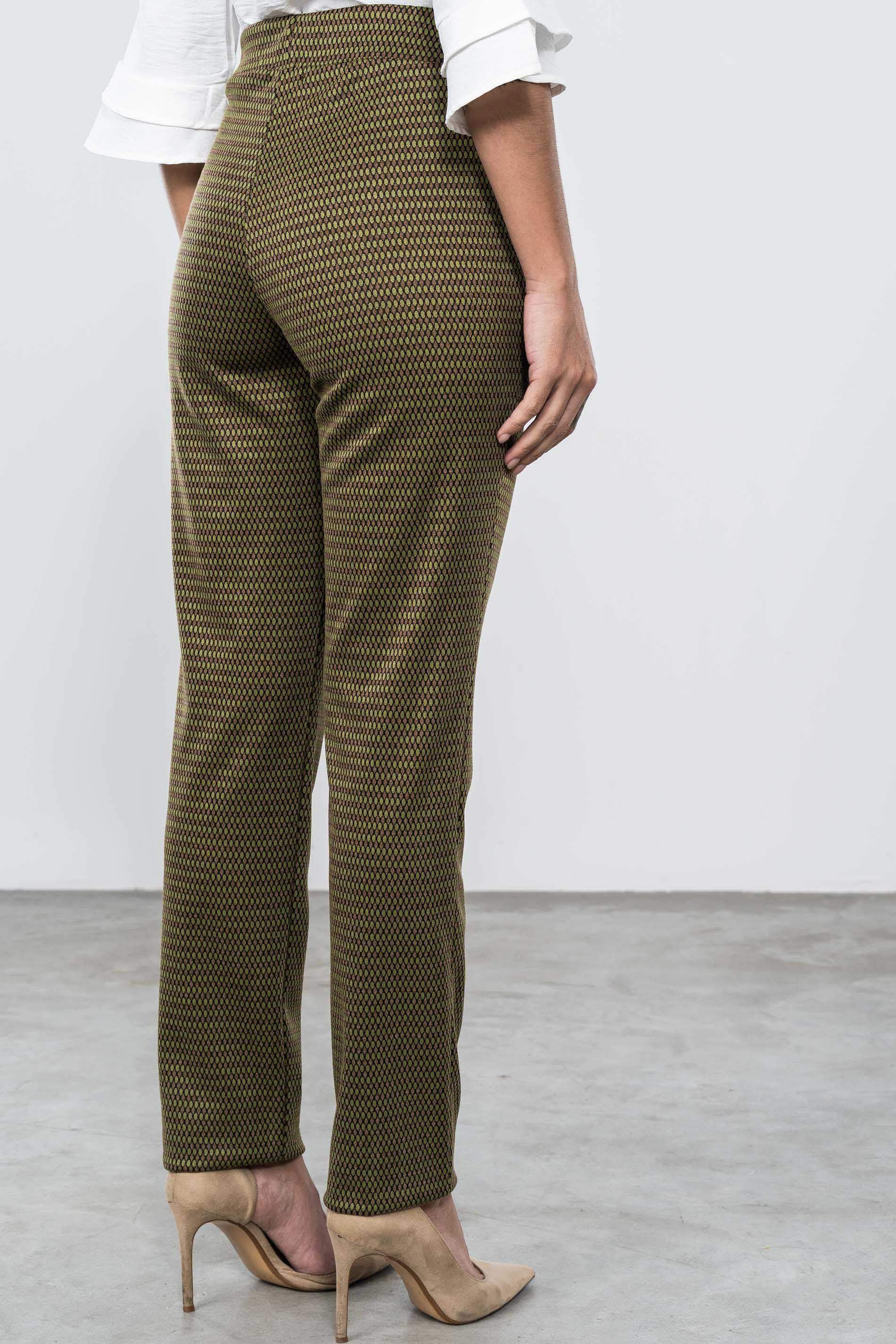PANTALON PUNTO JACQUARD TOPOS VERDE